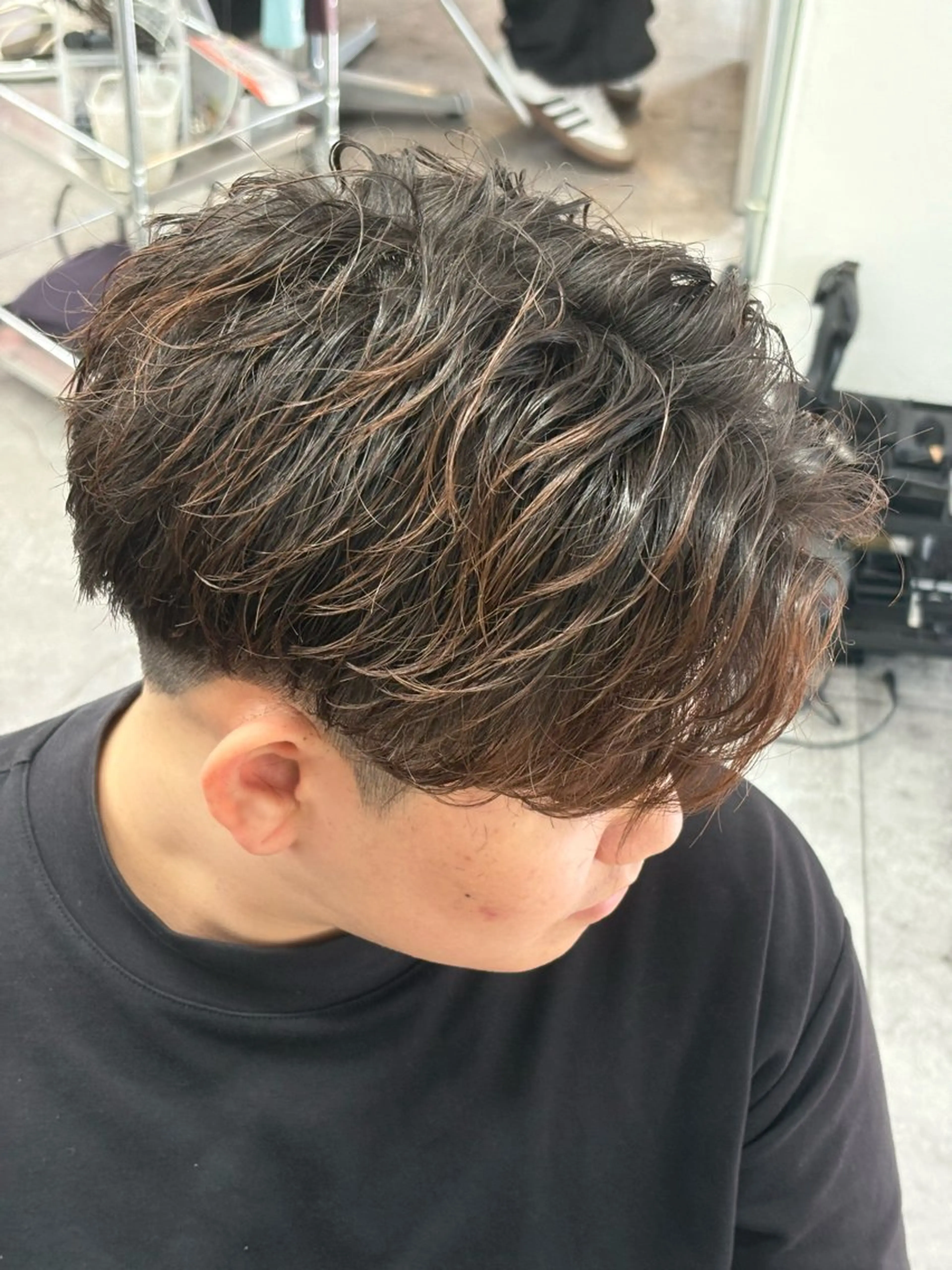 ミディアム カラー パーマ メンズ カット ヘアセット 🔥最強メンズ特化/ パーマの達人🔥風見のヘアスタイル