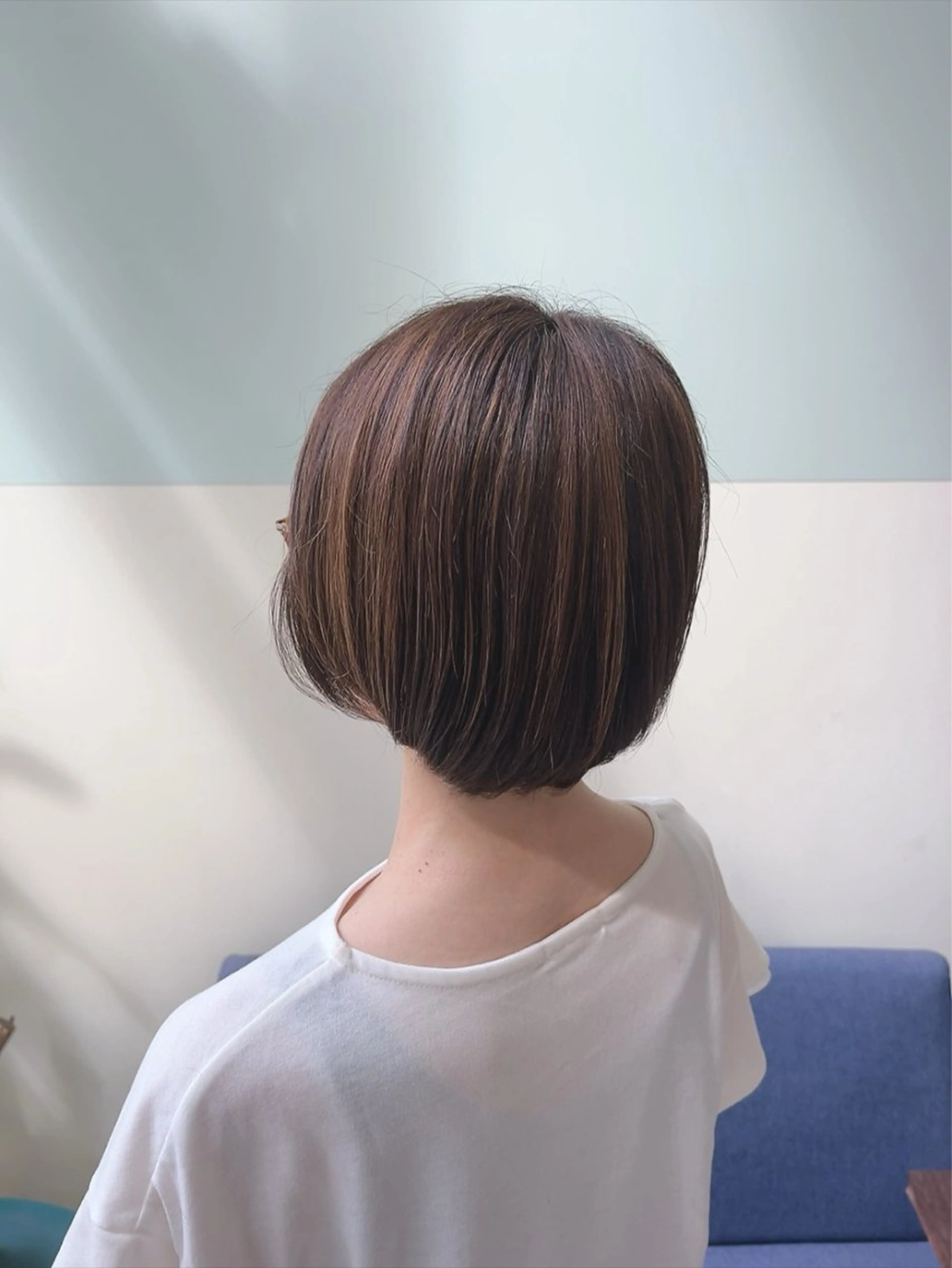 ミディアム ボブ ハイライト カット ヘアカラー トリートメント 林 真之介のヘアスタイル