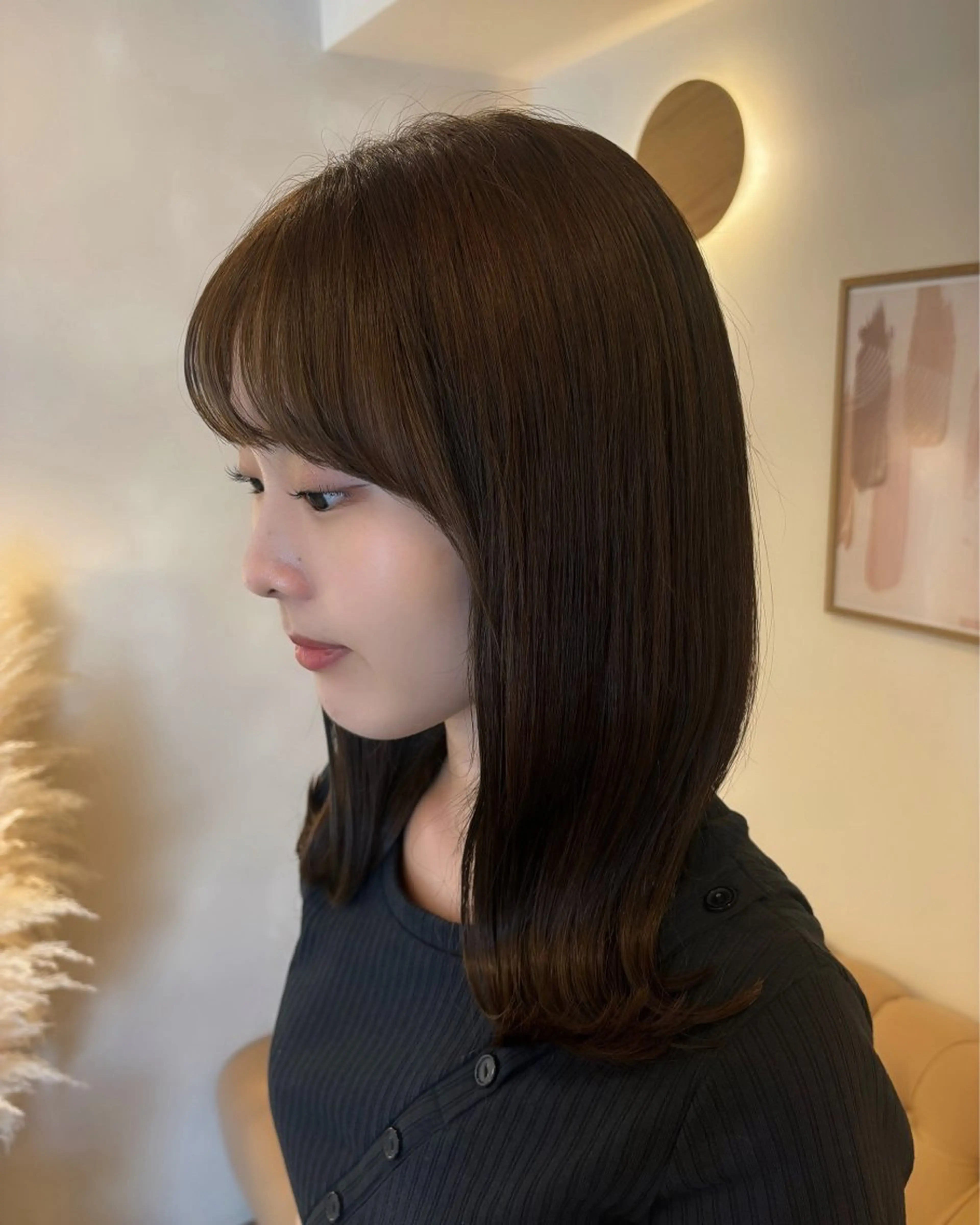 ミディアム カラー カット ヘアカラー トリートメント ミルクティ/ピンク/ レイヤー/yuriaのヘアスタイル