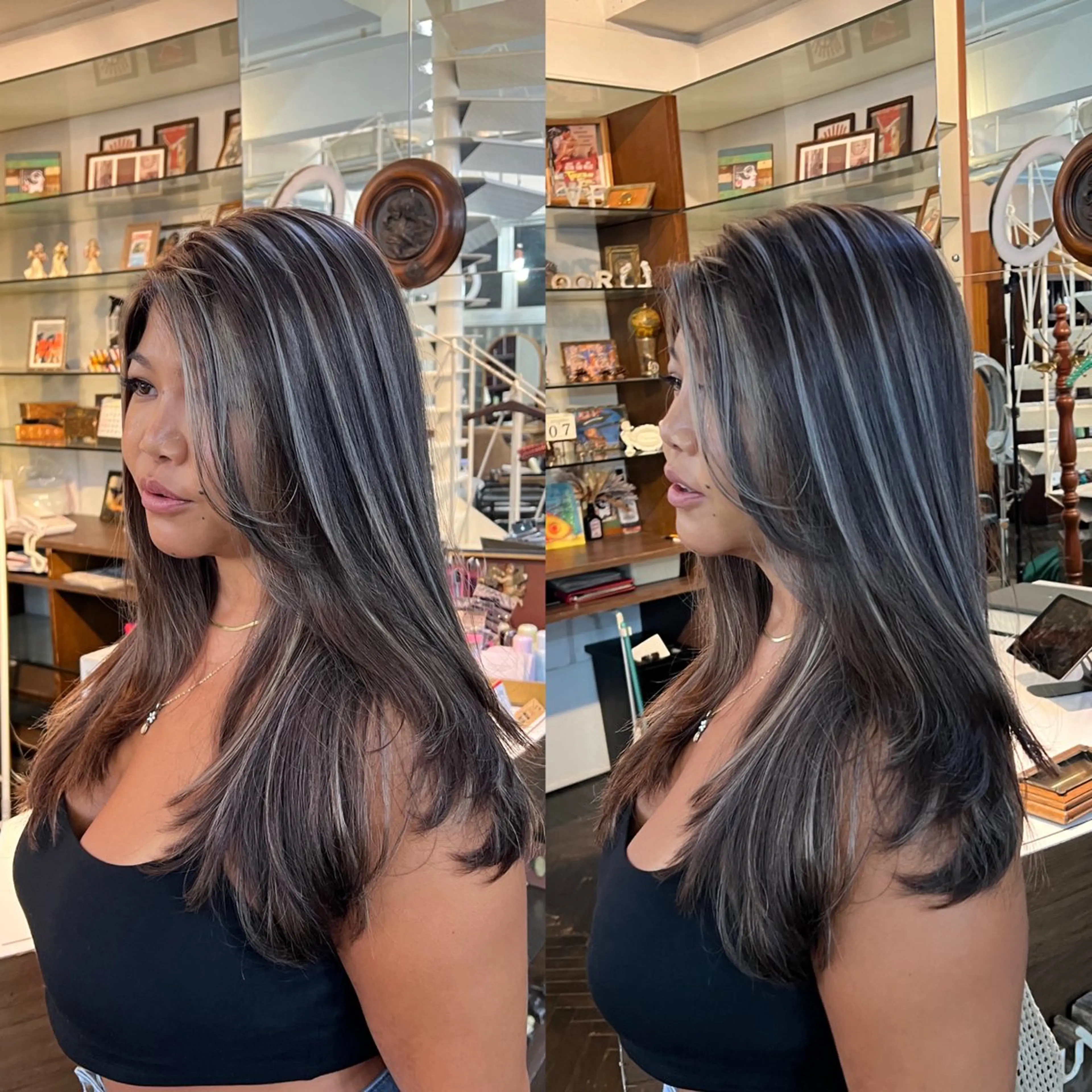 ロング カラー ヘアカラー トリートメント ハイライト/レイヤー /ハイトーン/AOIのヘアスタイル