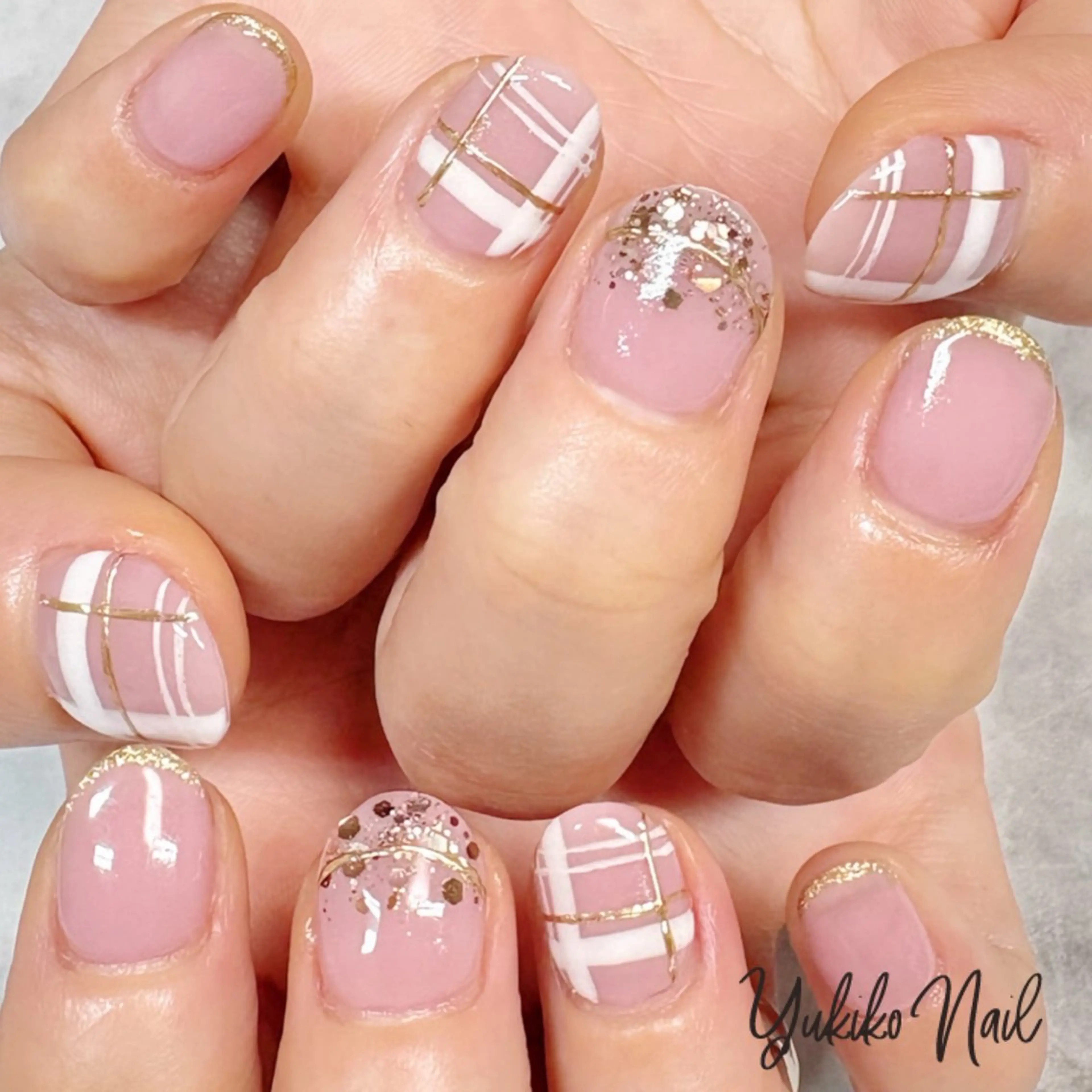 ネイル ミラーネイル ピンク 春ネイル ユキコ ネイルのネイルデザイン