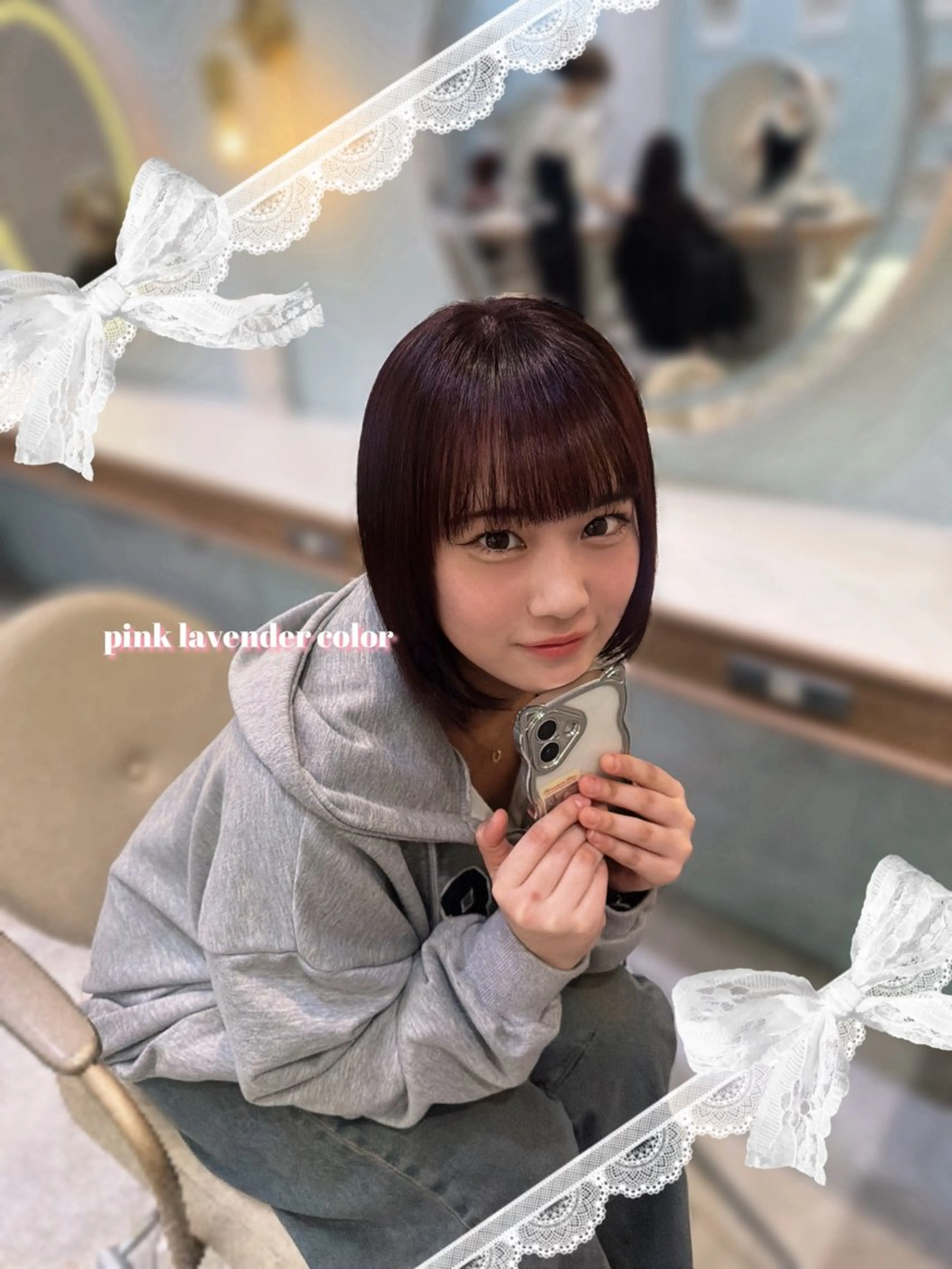 ミディアム カラー ラベンダーカラー ピンクカラー ピンクラベンダー ヘアカラー 暖色⌇﻿縮毛矯正⌇﻿ 𝐀𝐤𝐚𝐫𝐢のヘアスタイル