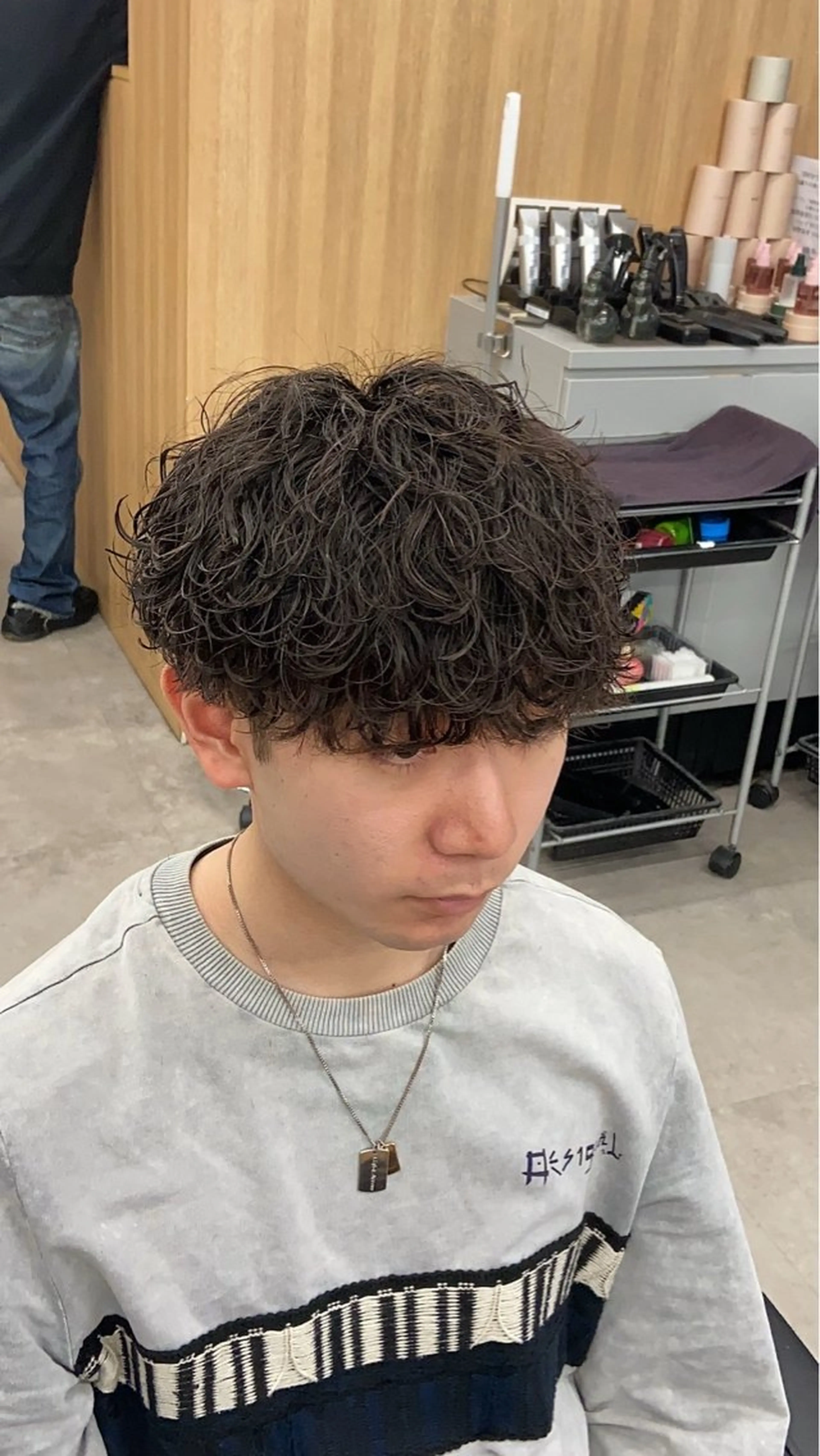 ショート カラー パーマ ヘアアレンジ メンズ キッズ アップバング センターパート メンズハイライト マッシュ メンズパーマ 福田 朝輝のヘアスタイル