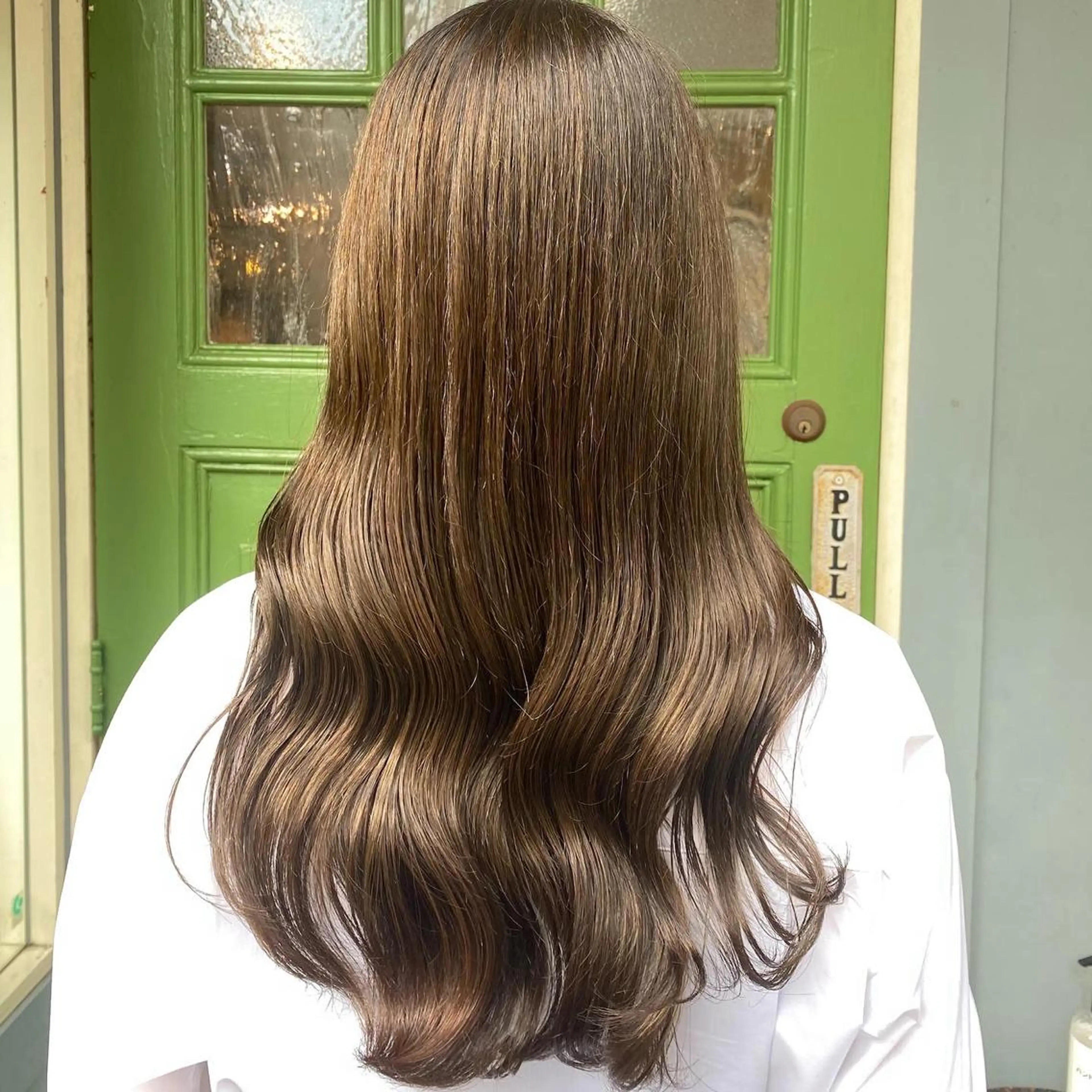 セミロング カラー ブリーチ ブラウンカラー 透明感カラー ブリーチなしカラー オリーブブラウン カット ヘアカラー トリートメント ヘッドスパ BRITS 渡辺 菜々子のヘアスタイル