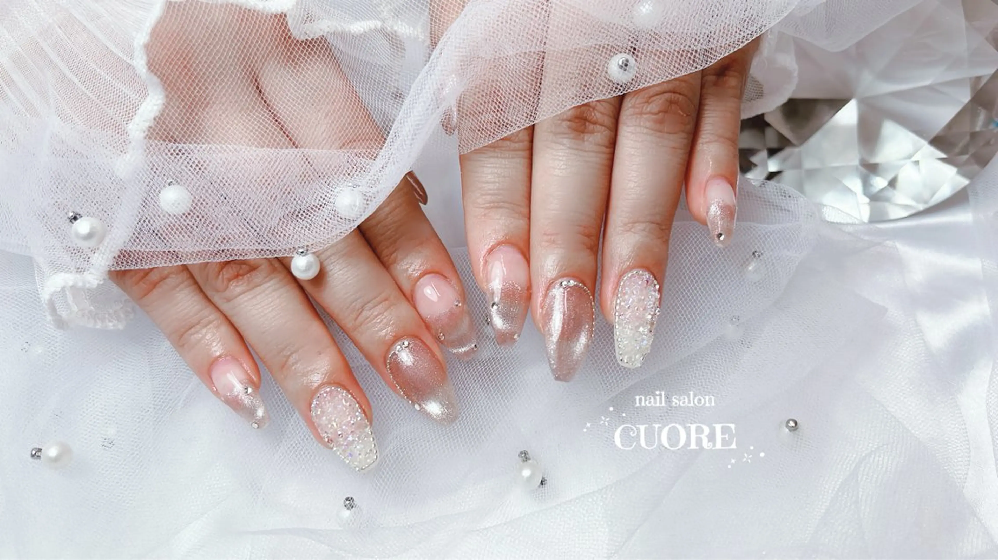 ネイル フレンチネイル マグネットネイル マグネットフレンチ シンプルネイル 冬ネイル nail salon CUOREのネイルデザイン