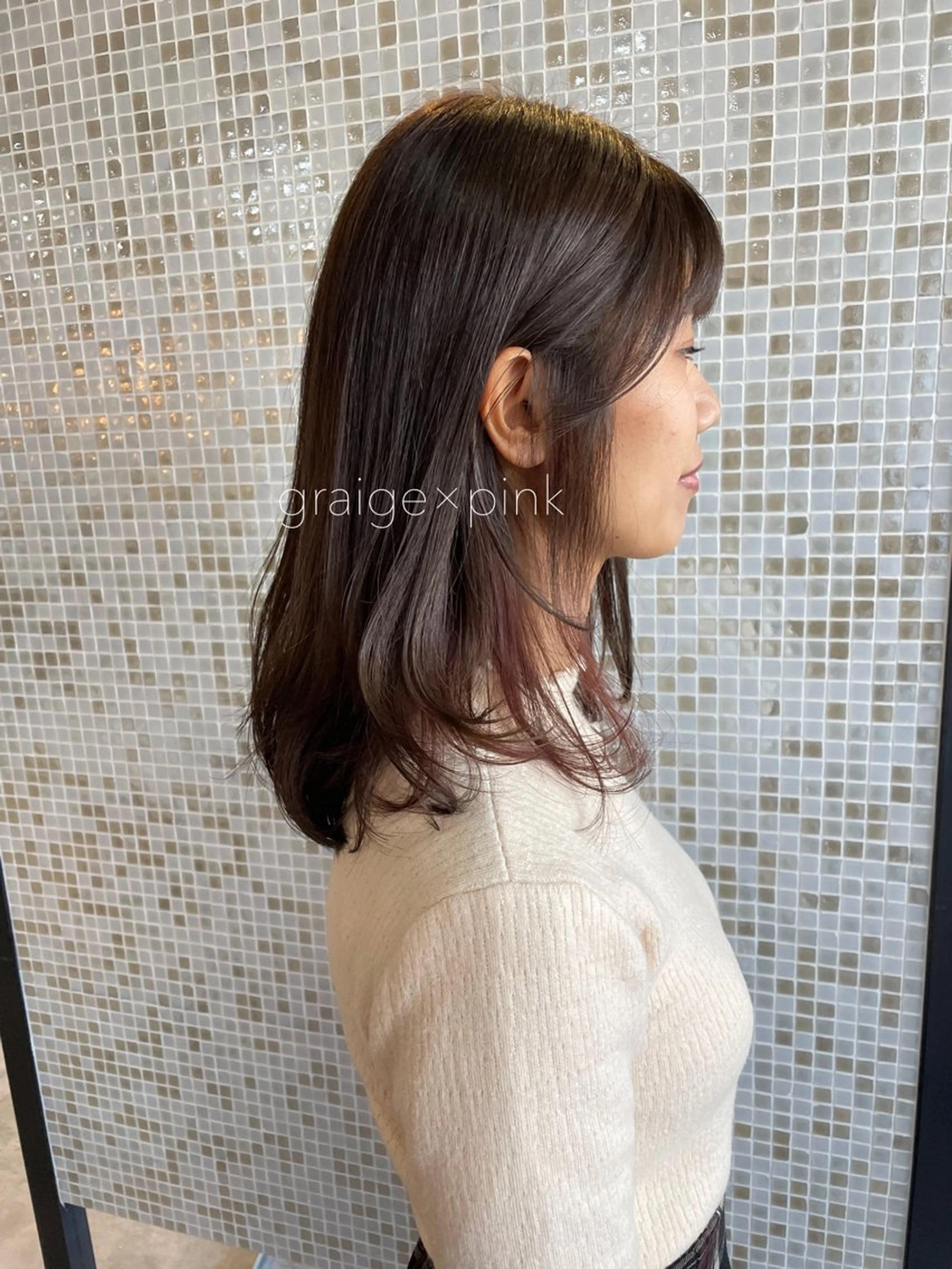 セミロング カラー グレージュ インナーカラー ピンクカラー CANNA/ SAEのその他イメージ