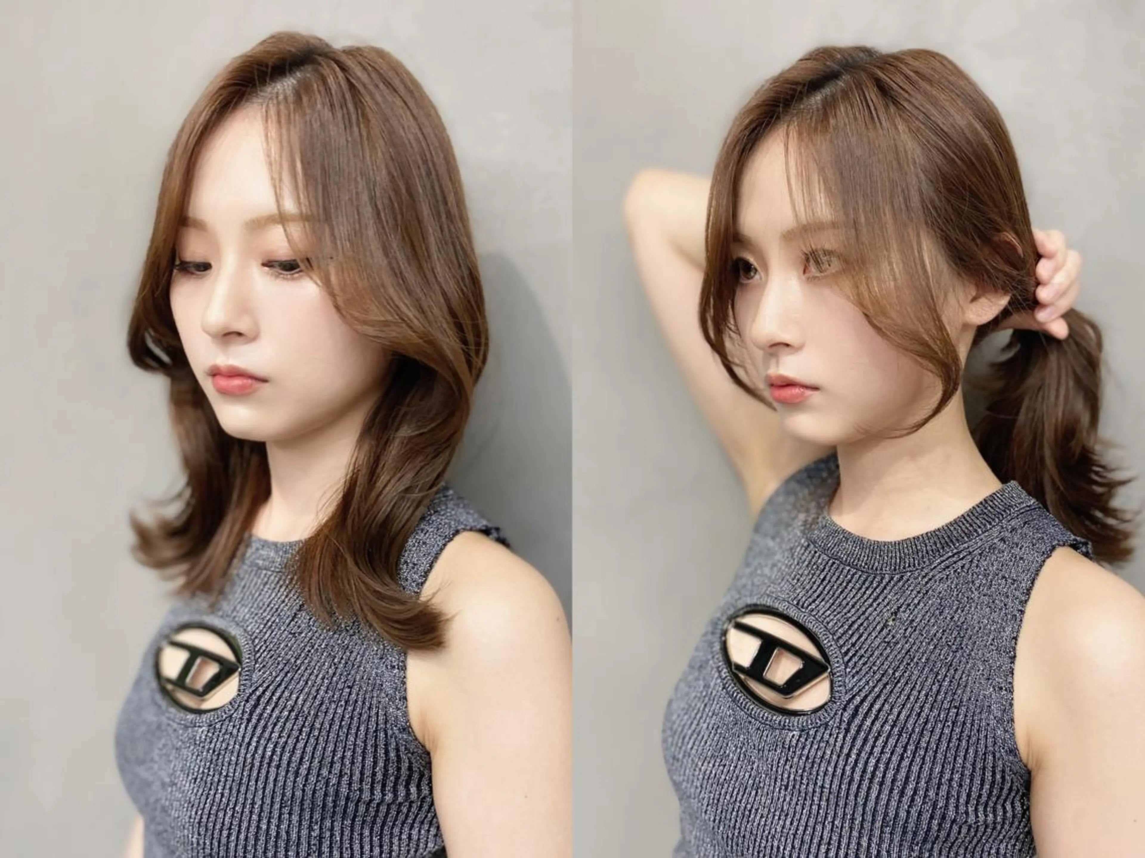 ミディアム 岐阜1番韓国ヘア/ 星羅/23°のヘアスタイル