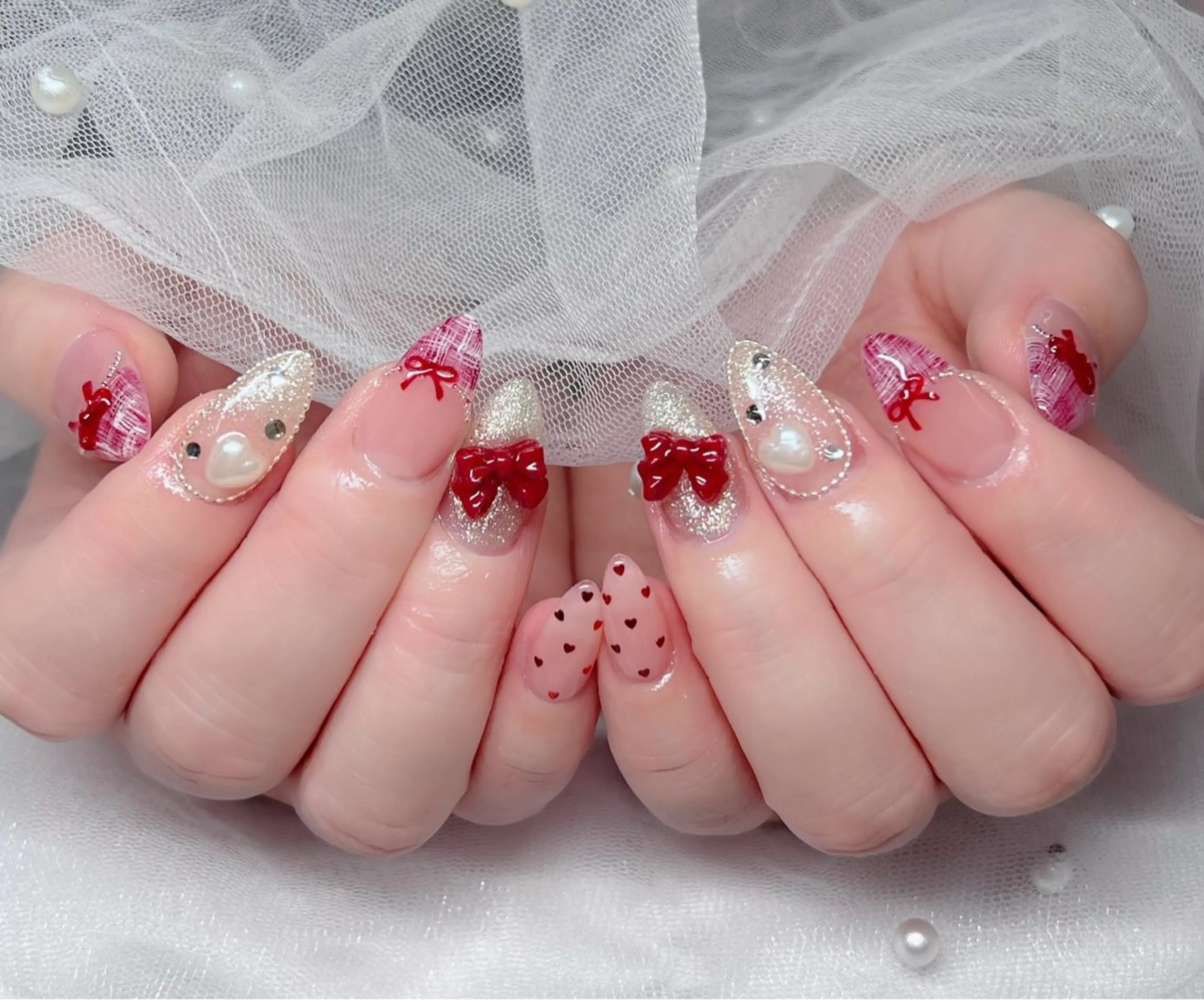 ネイル ハンドネイル 🎀PG🩵 ネイルサロンのネイルデザイン