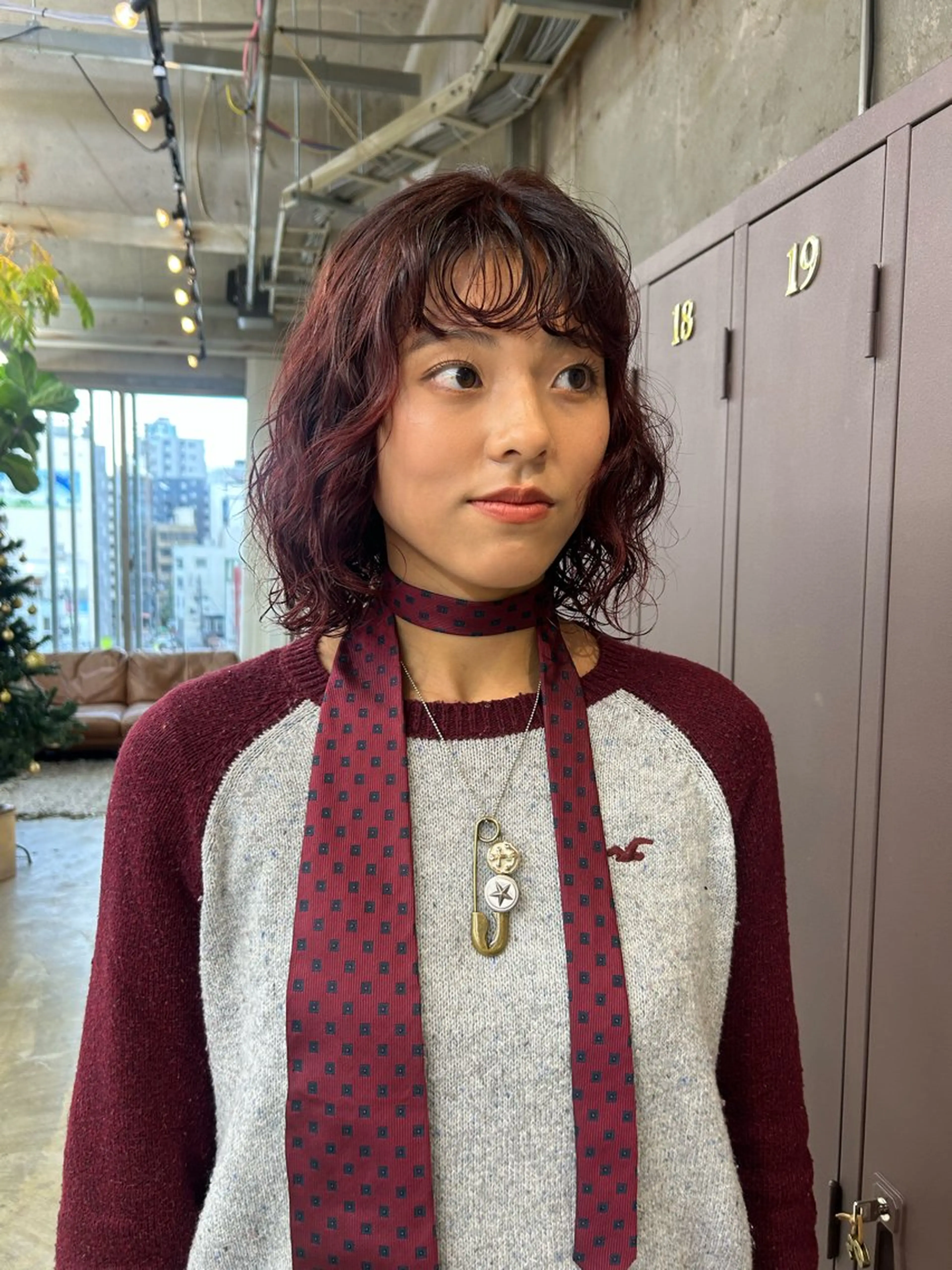 ミディアム カラー パーマ ミディアムパーマ レッドカラー maho/垢抜け カラー♡パーマのヘアスタイル