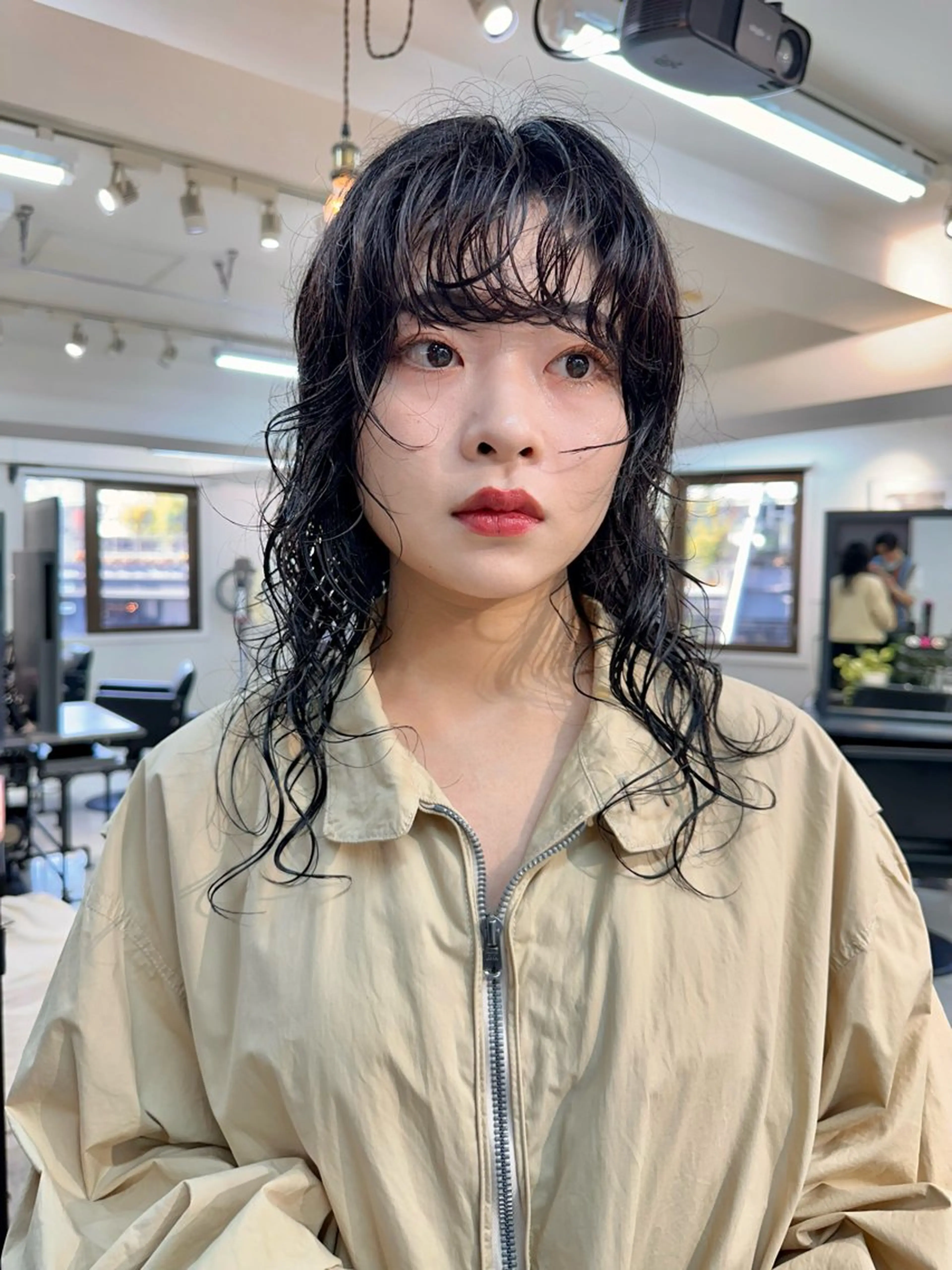 ミディアム カラー パーマ パーマウルフショート 濱田匠のヘアスタイル