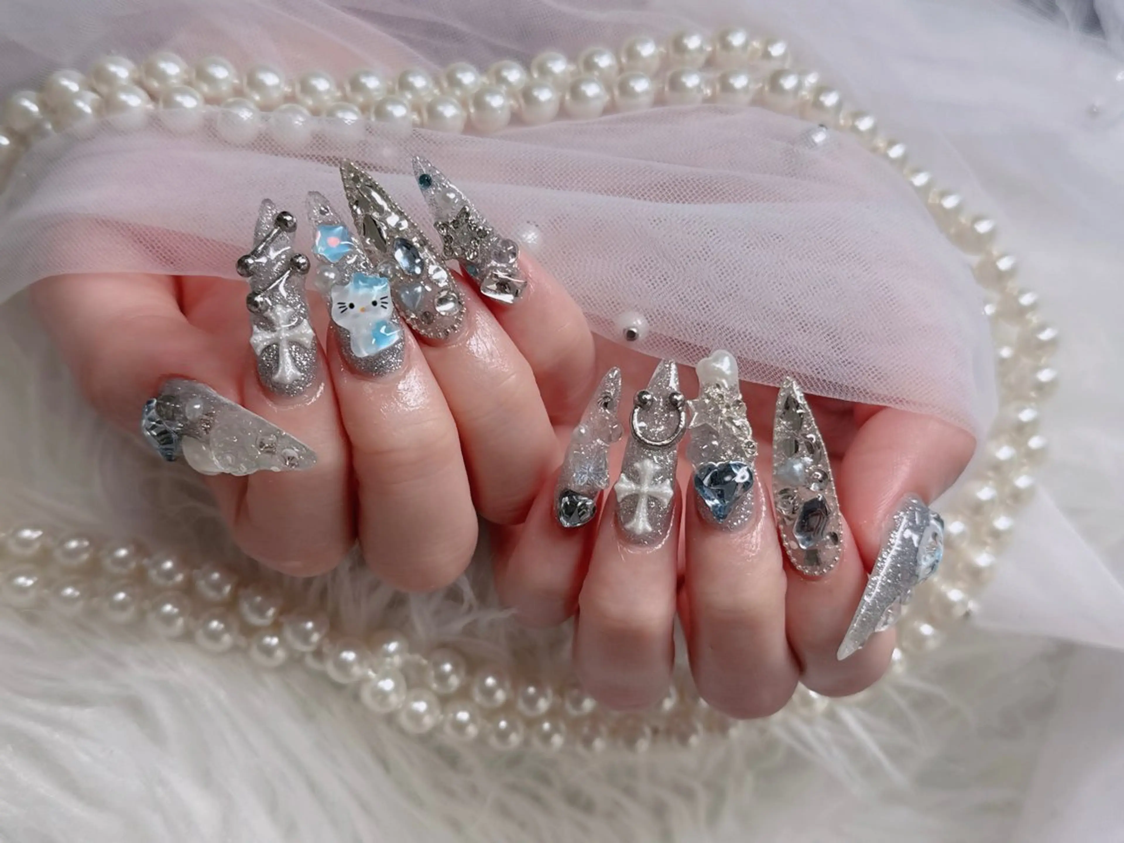 ネイル アートネイル ボルドー フレンチネイル ジェルネイル 氷ネイル・うるうるネイル ハンドネイル H.baby Nail Salonのネイルデザイン