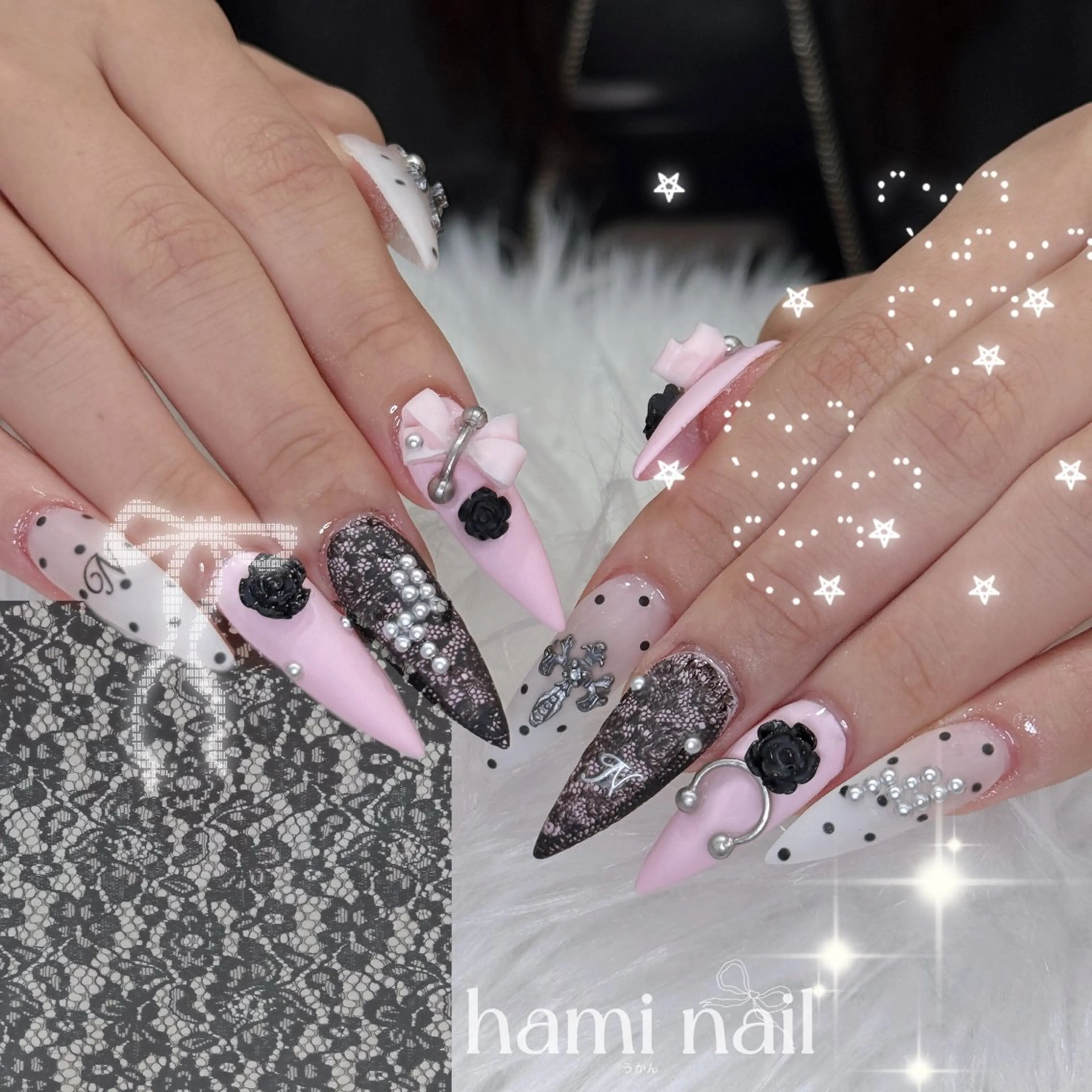ネイル ハンドネイル ハンドケア 🎀うかん 🎀チップ長さ出しのネイルデザイン