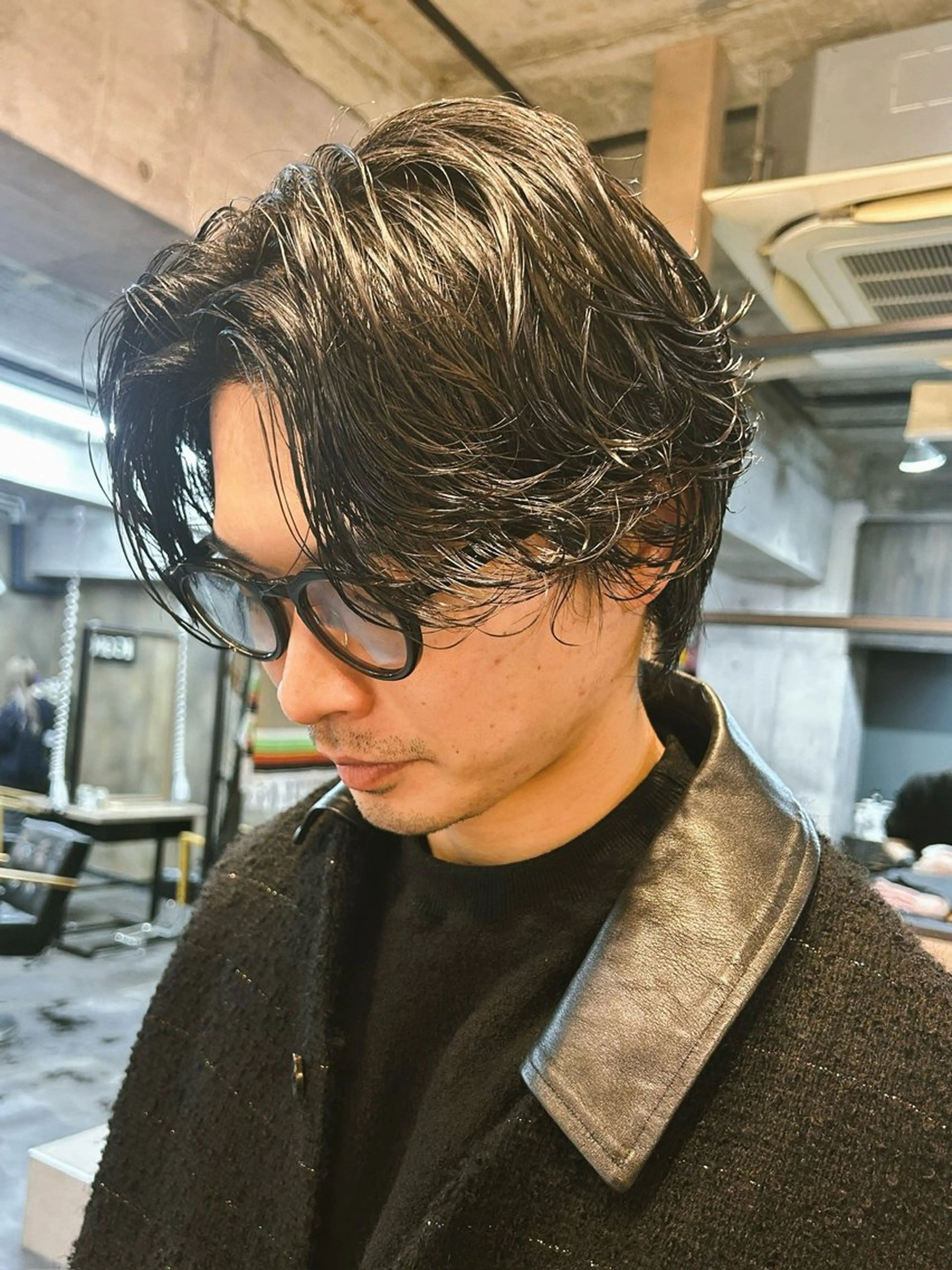 ショート パーマ メンズ センターパート ストレートパーマ kazuki iconのヘアスタイル