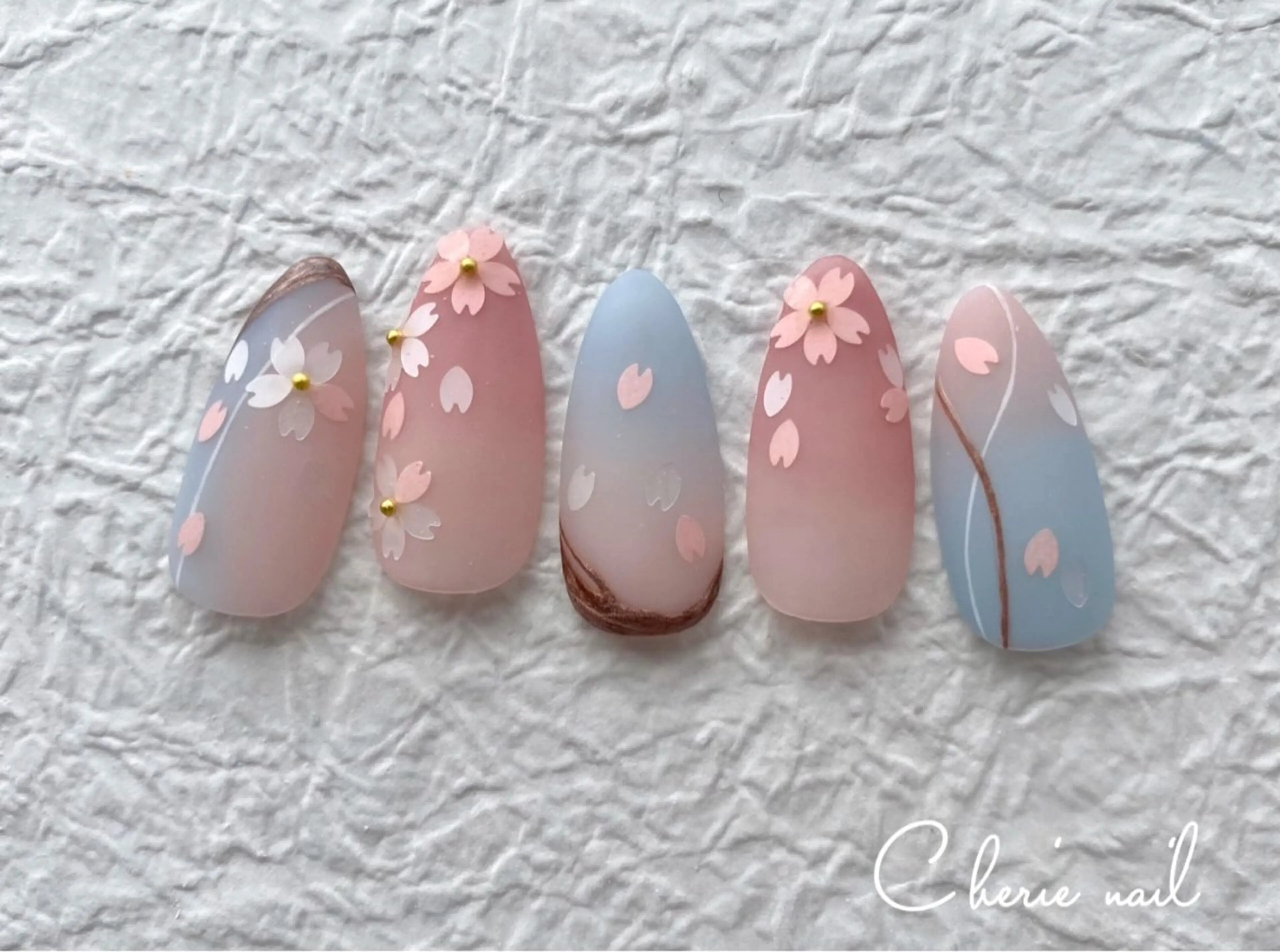 ネイル 桜ネイル ジェルネイル グラデーション 春ネイル ハンドネイル Cherienail yunaのネイルデザイン