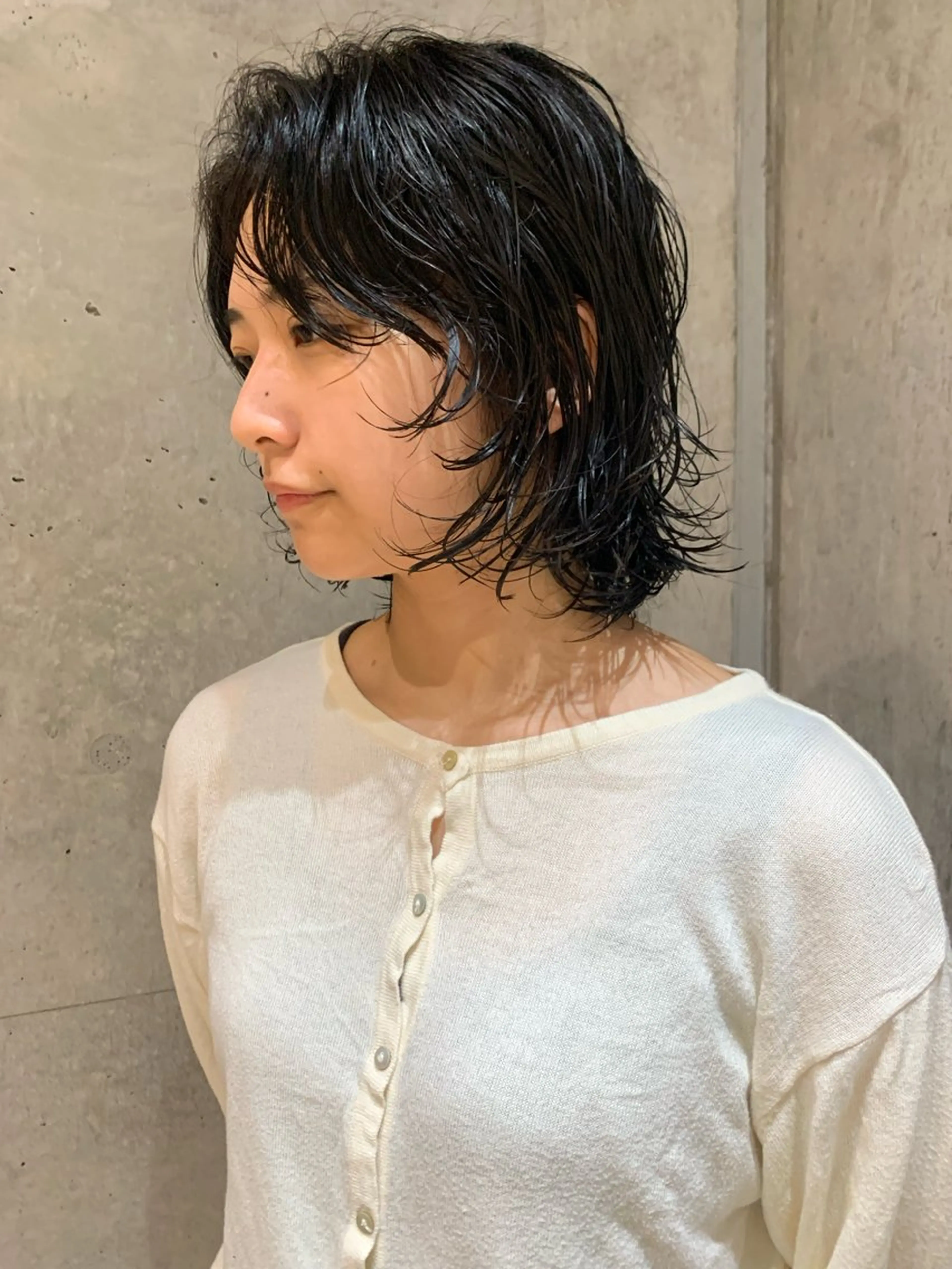 セミロング パーマ 朝ラクパーマ 透明感カラー横山大樹のヘアスタイル