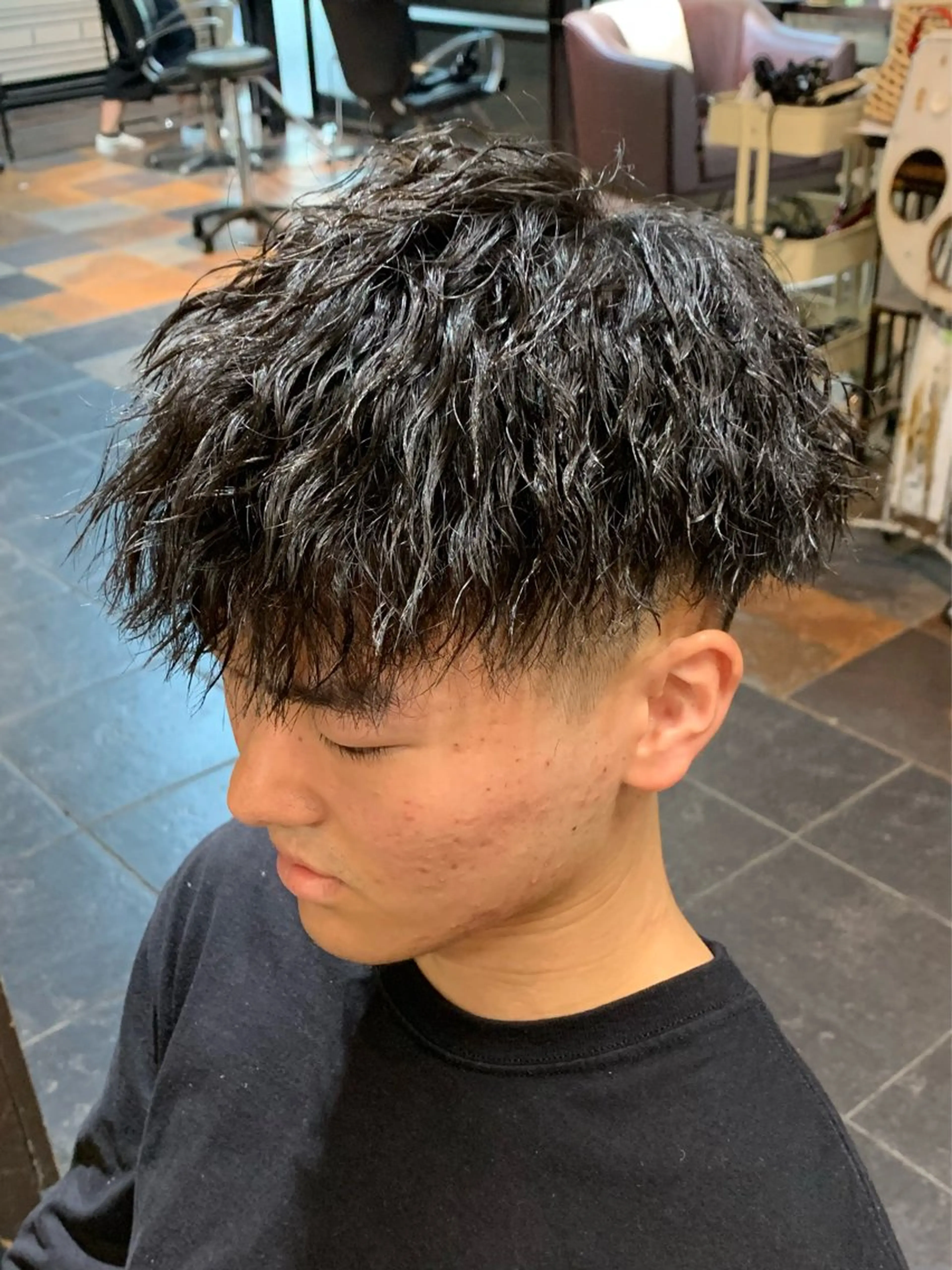 メンズ束感カット&こだわりパーマ&眉カットの写真