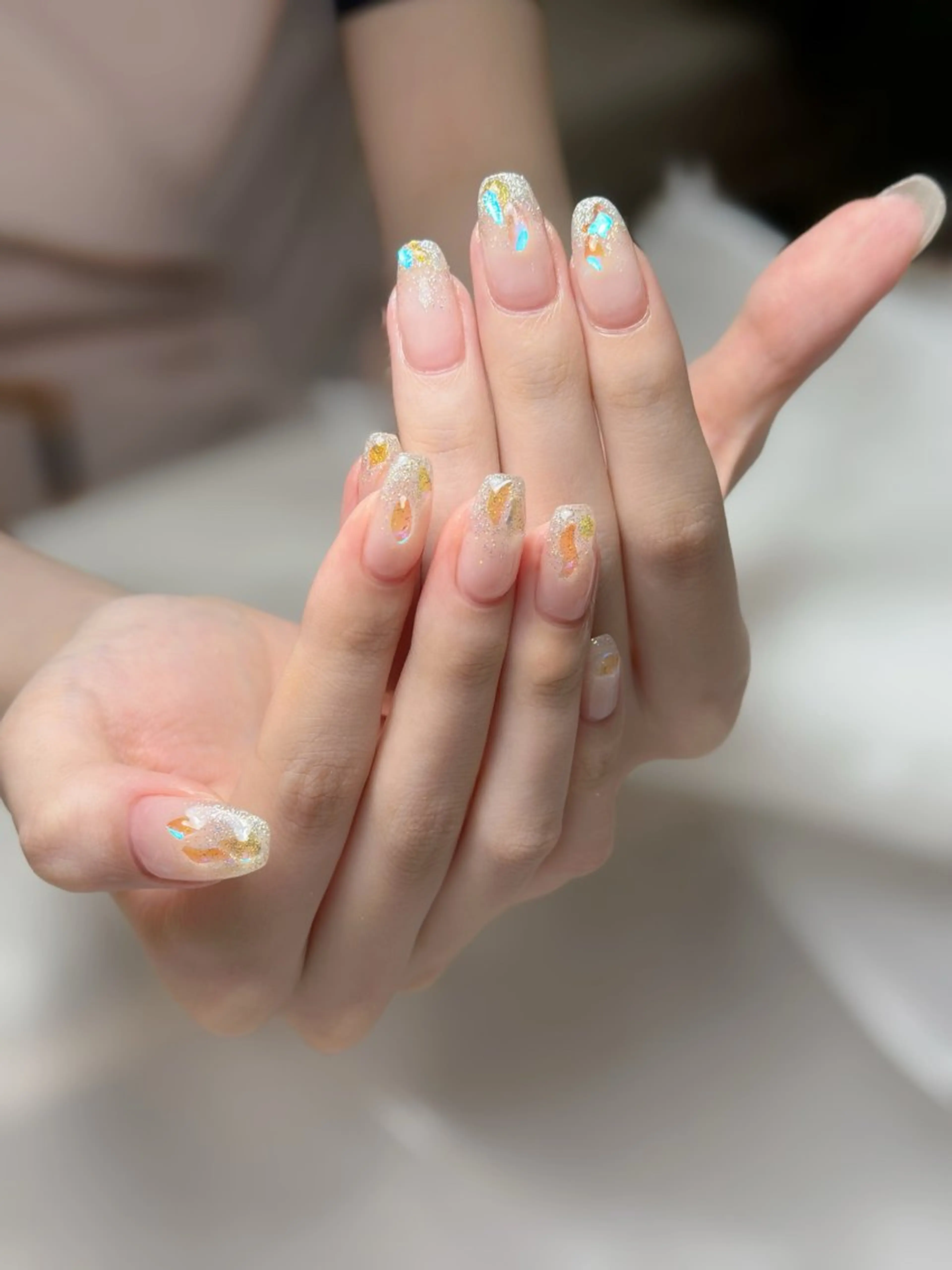 ネイル 氷ネイル・うるうるネイル ワンホンネイル ハンドネイル Maggie nailクロのネイルデザイン