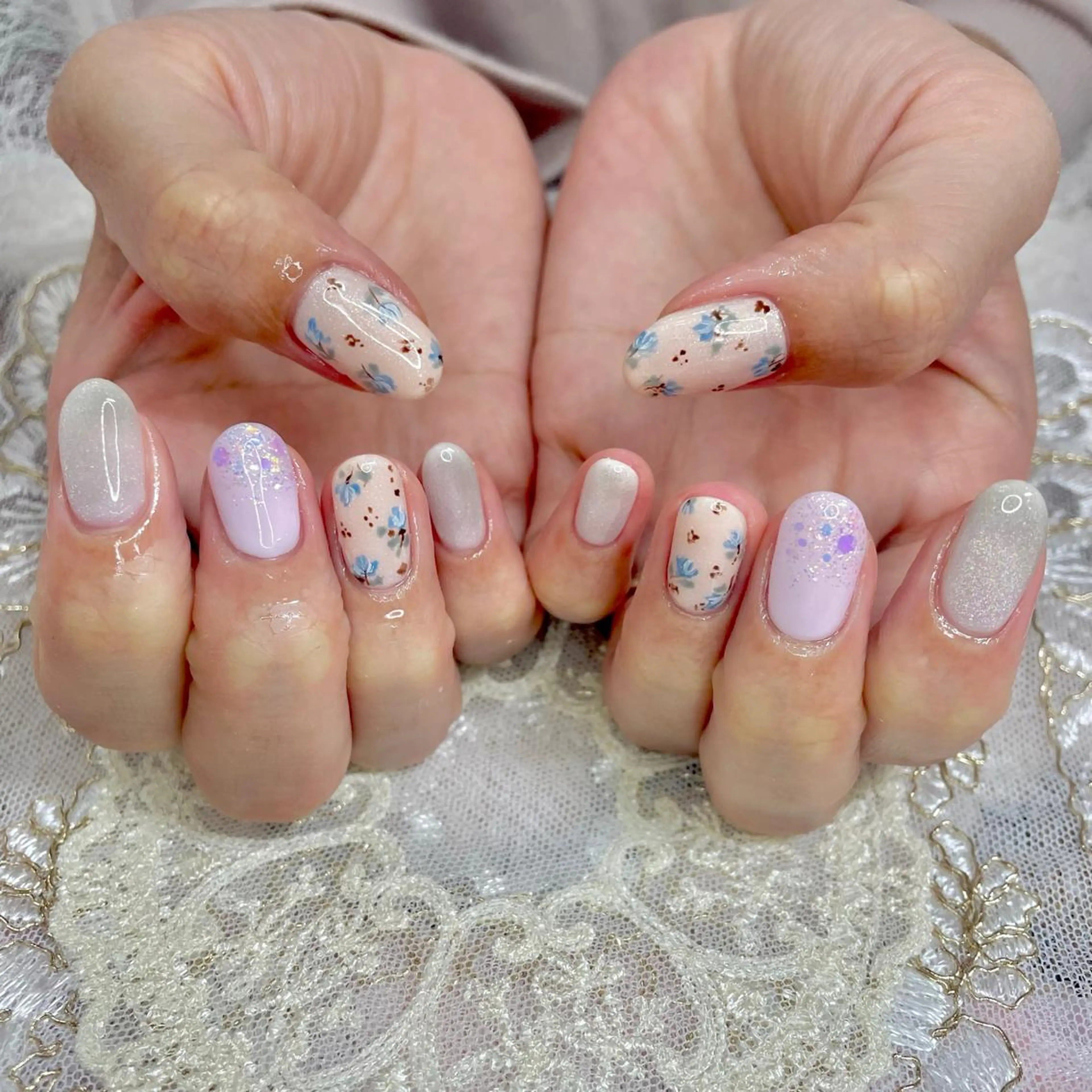 ネイル アートネイル オーロラネイル 成人式 ジェルネイル 卒業式 J terrace Nailのネイルデザイン