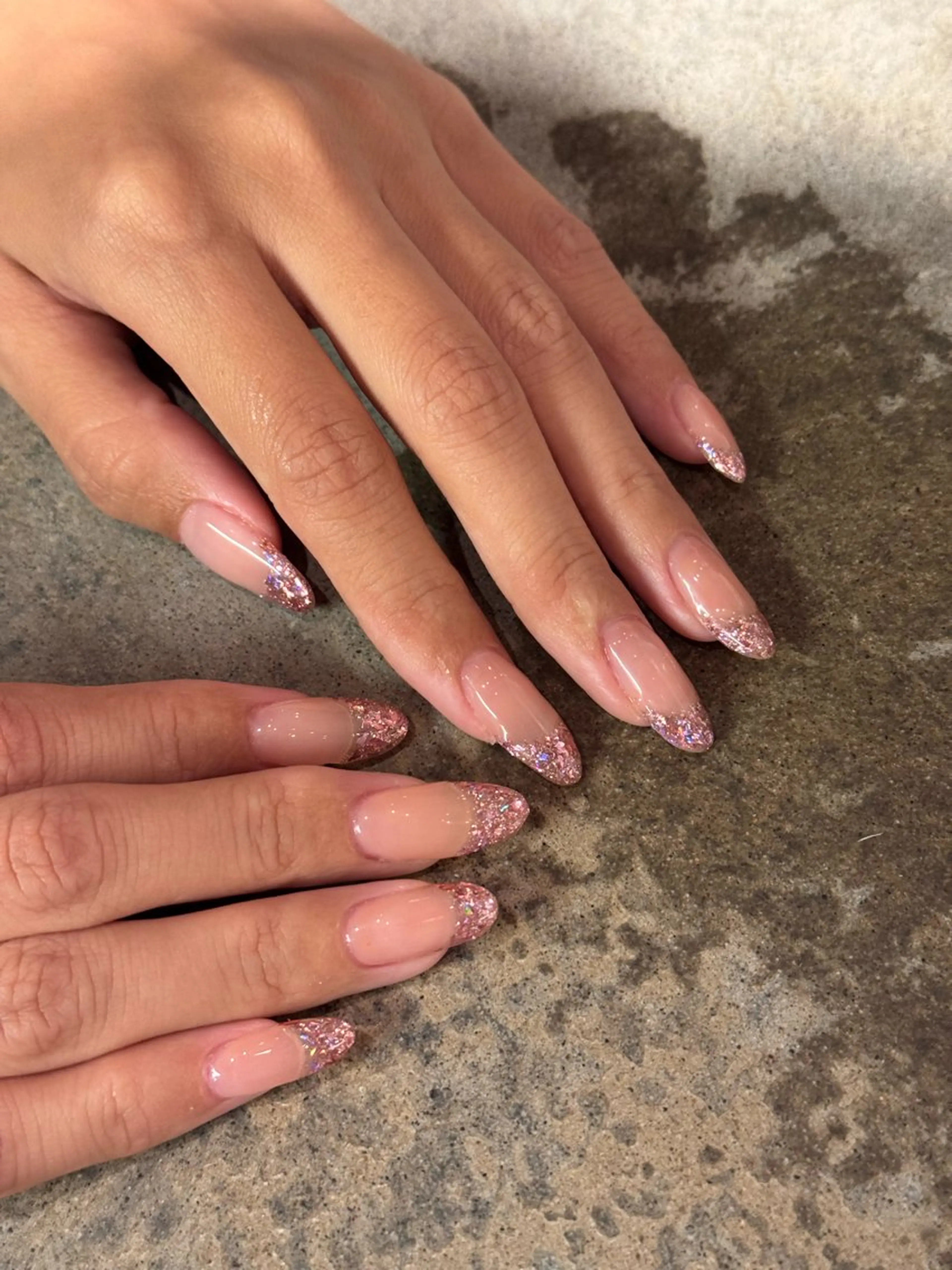 ネイル フレンチネイル ガラスフレンチ ピンク Nes.nail 那覇松山のネイルデザイン