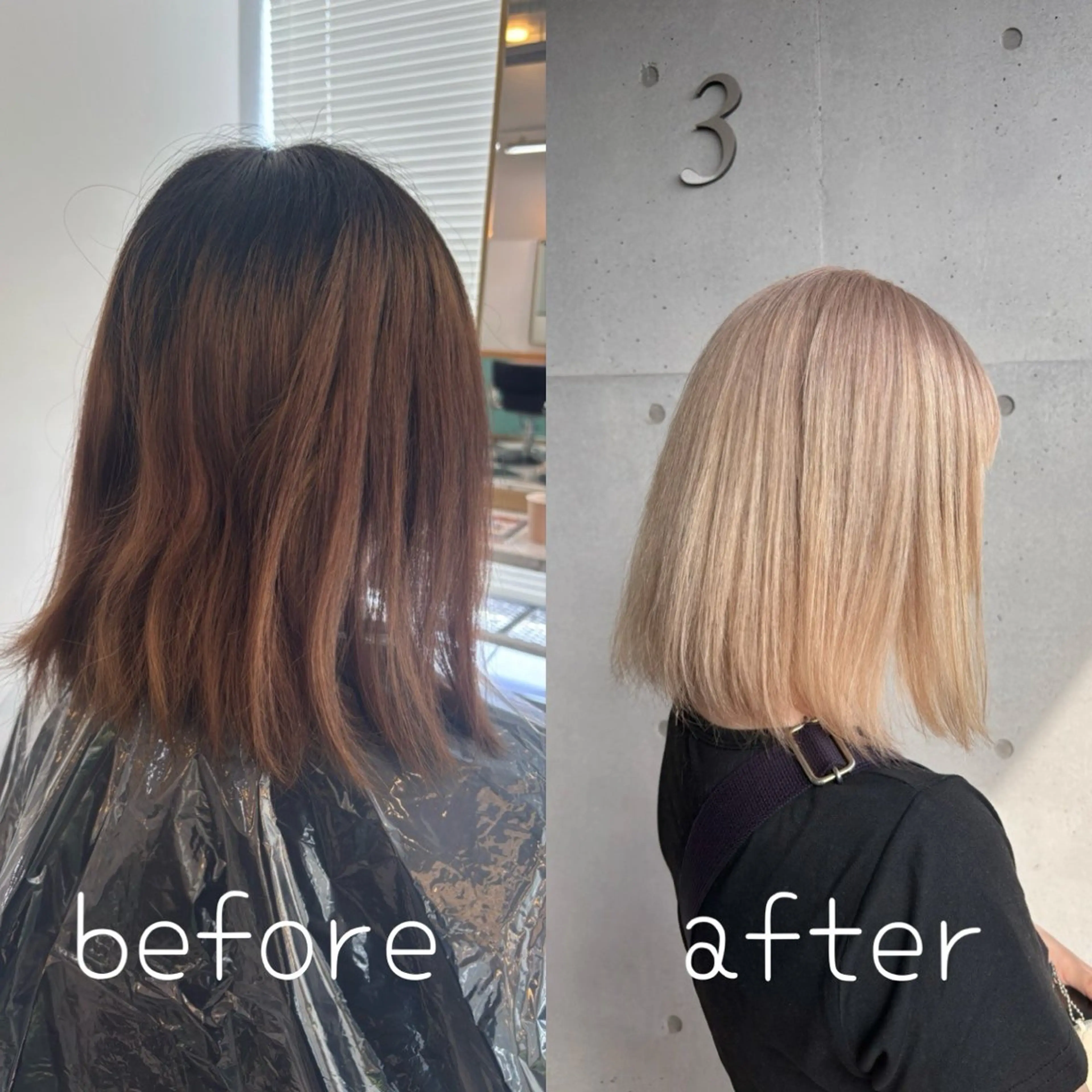 ミディアム カラー ベージュカラー ブリーチ ホワイトベージュ 🩶ハイトーン /レイヤーはちすのヘアスタイル