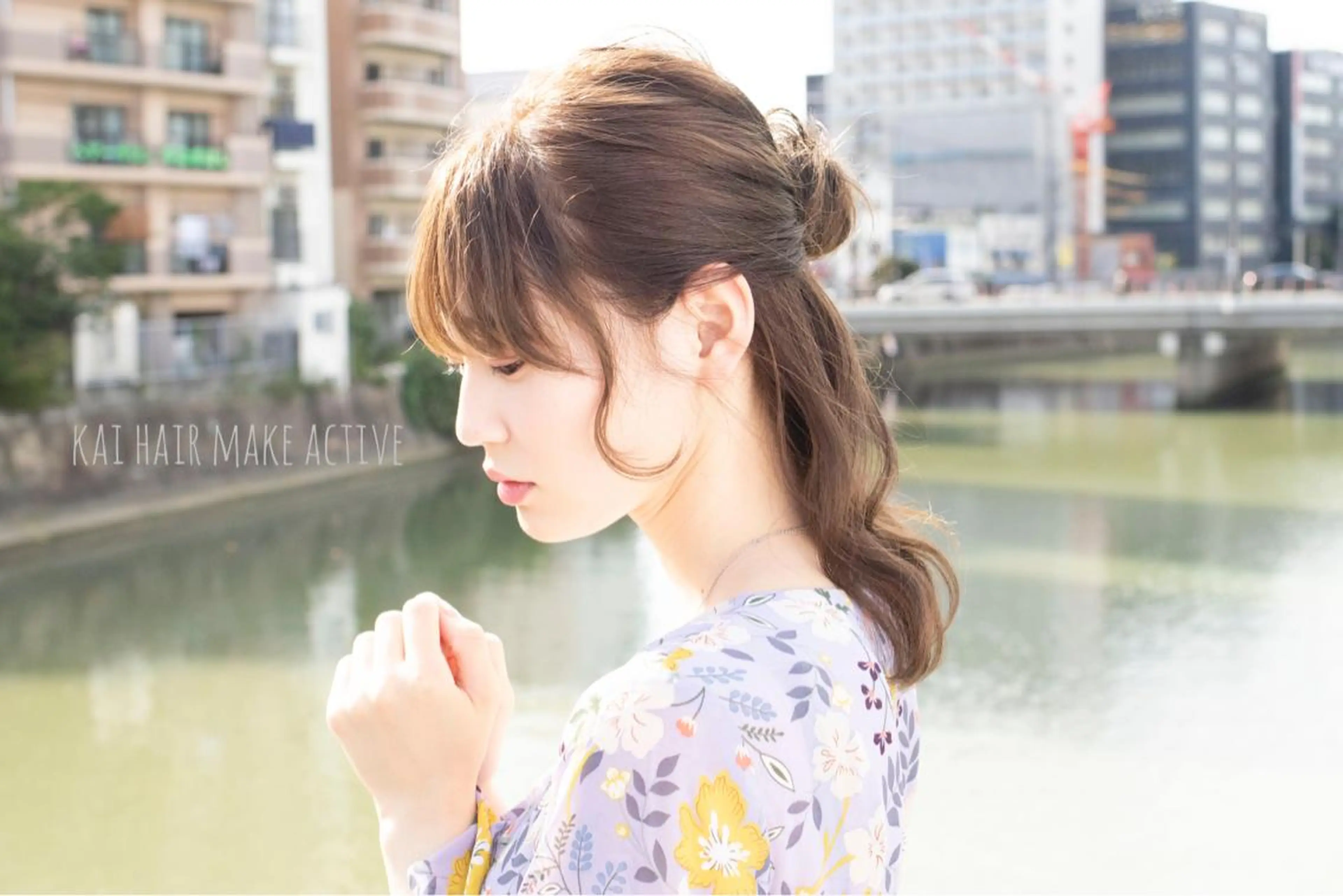 ミディアム カラー ヘアアレンジ ヘアカラー トリートメント 坂東 秀幸のヘアスタイル