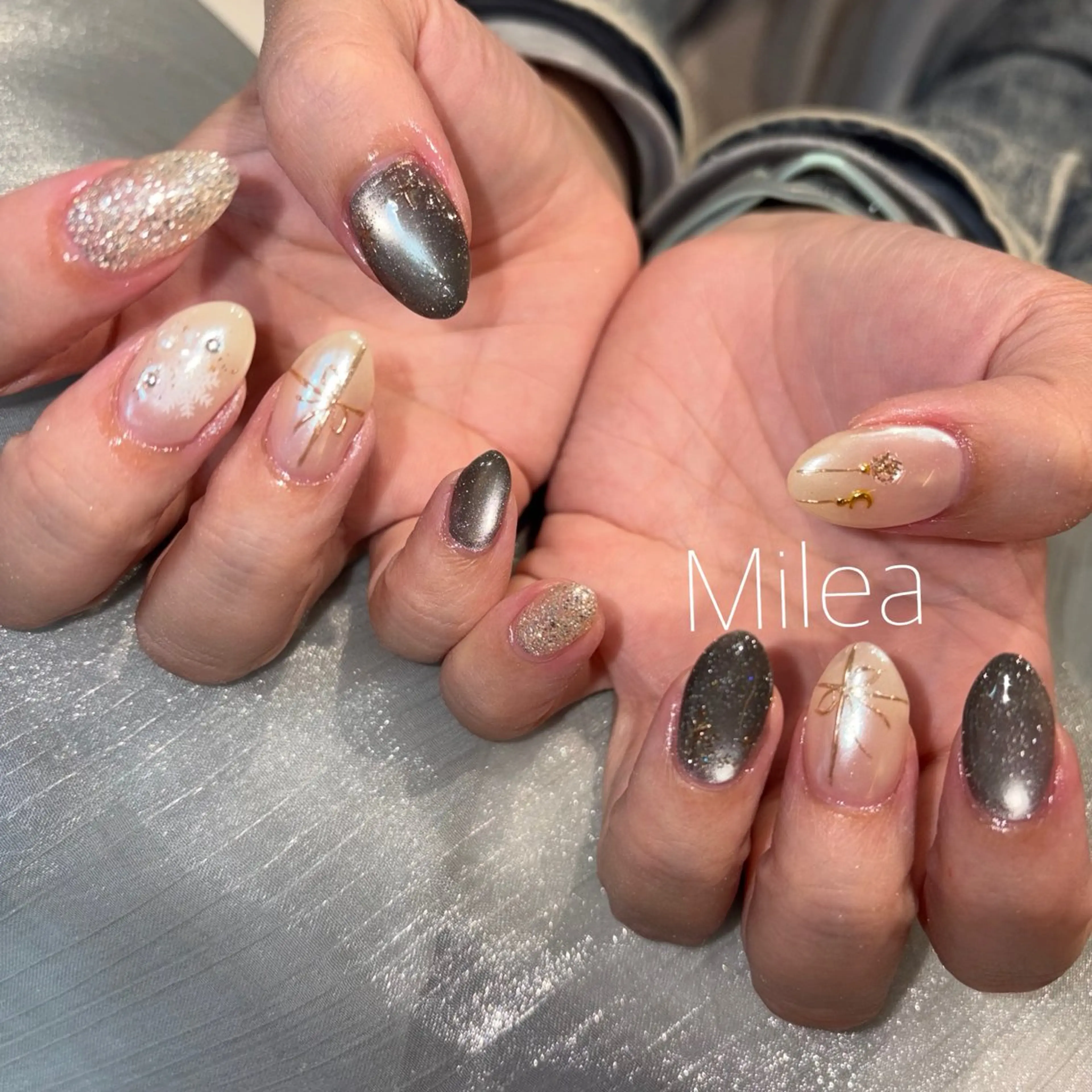 ネイル ハンドネイル Milea🩵 Sayaka🪩のネイルデザイン