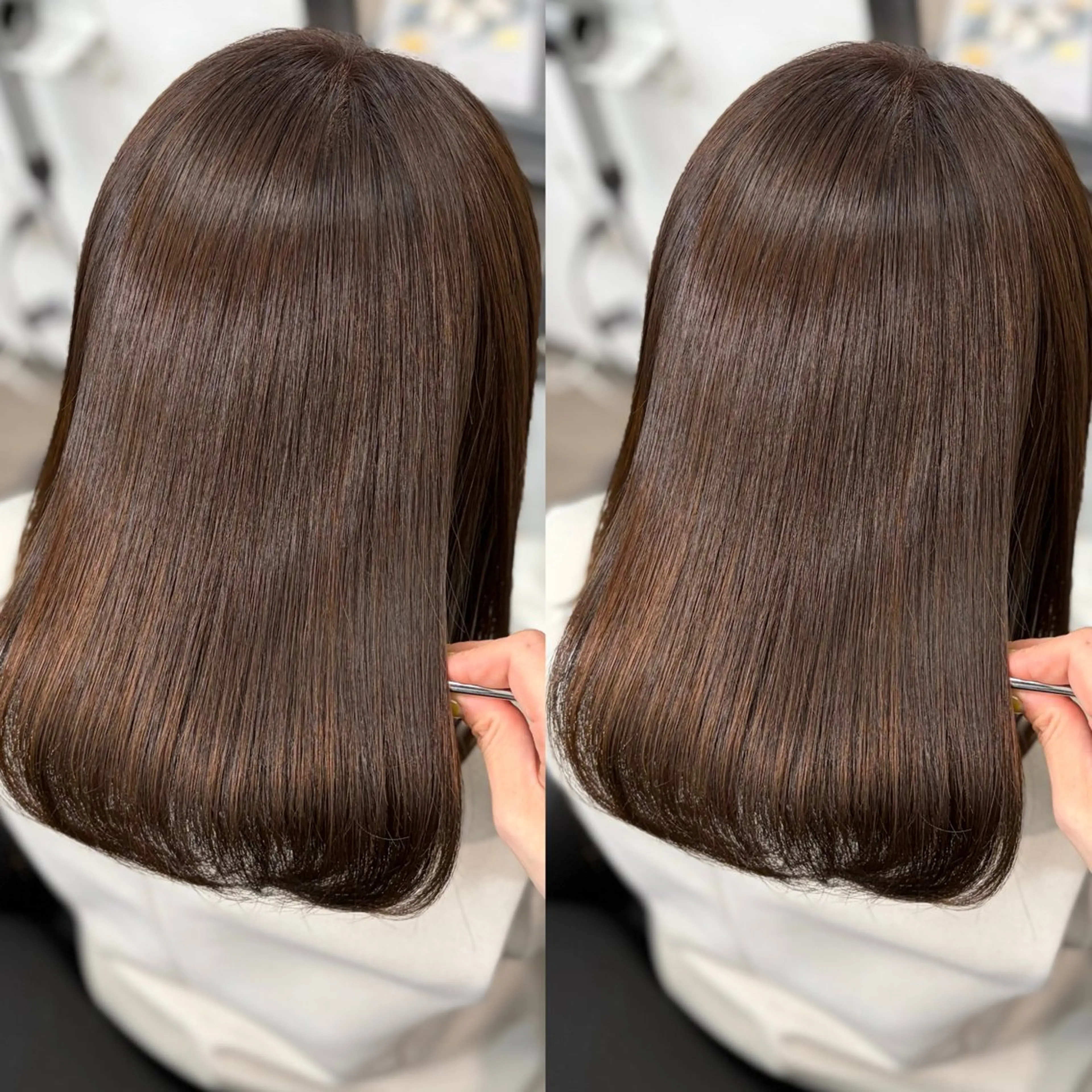 セミロング カット ヘアカラー 縮毛矯正 トリートメント 🫧艶髪レイヤー/韓 国ボブ💎石川遥💎のヘアスタイル