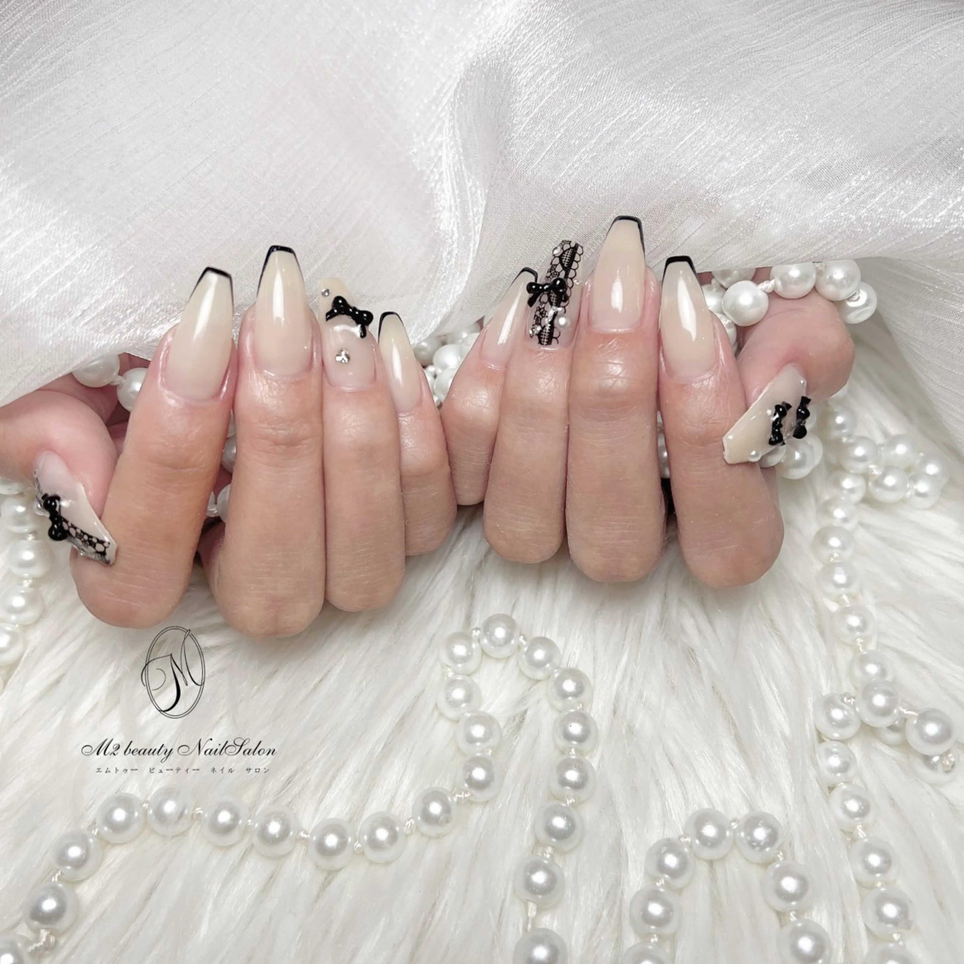 ネイル 長さ出し フットネイル フレンチネイル ガラスフレンチ グラデーション ハンドネイル M2beauty Renaのネイルデザイン
