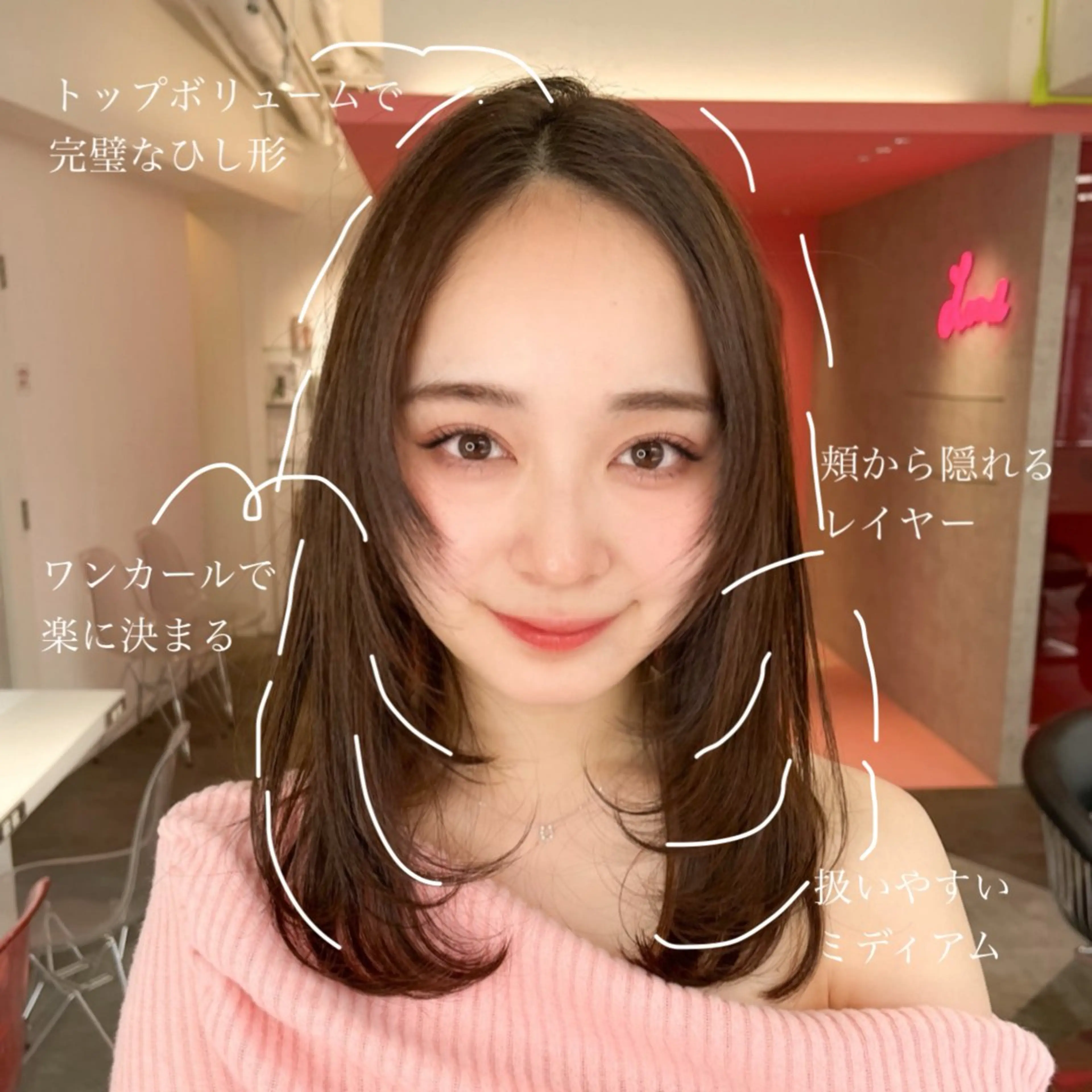 ミディアム カラー 山崎/ボブ縮毛矯正 レイヤー髪質改善のヘアスタイル
