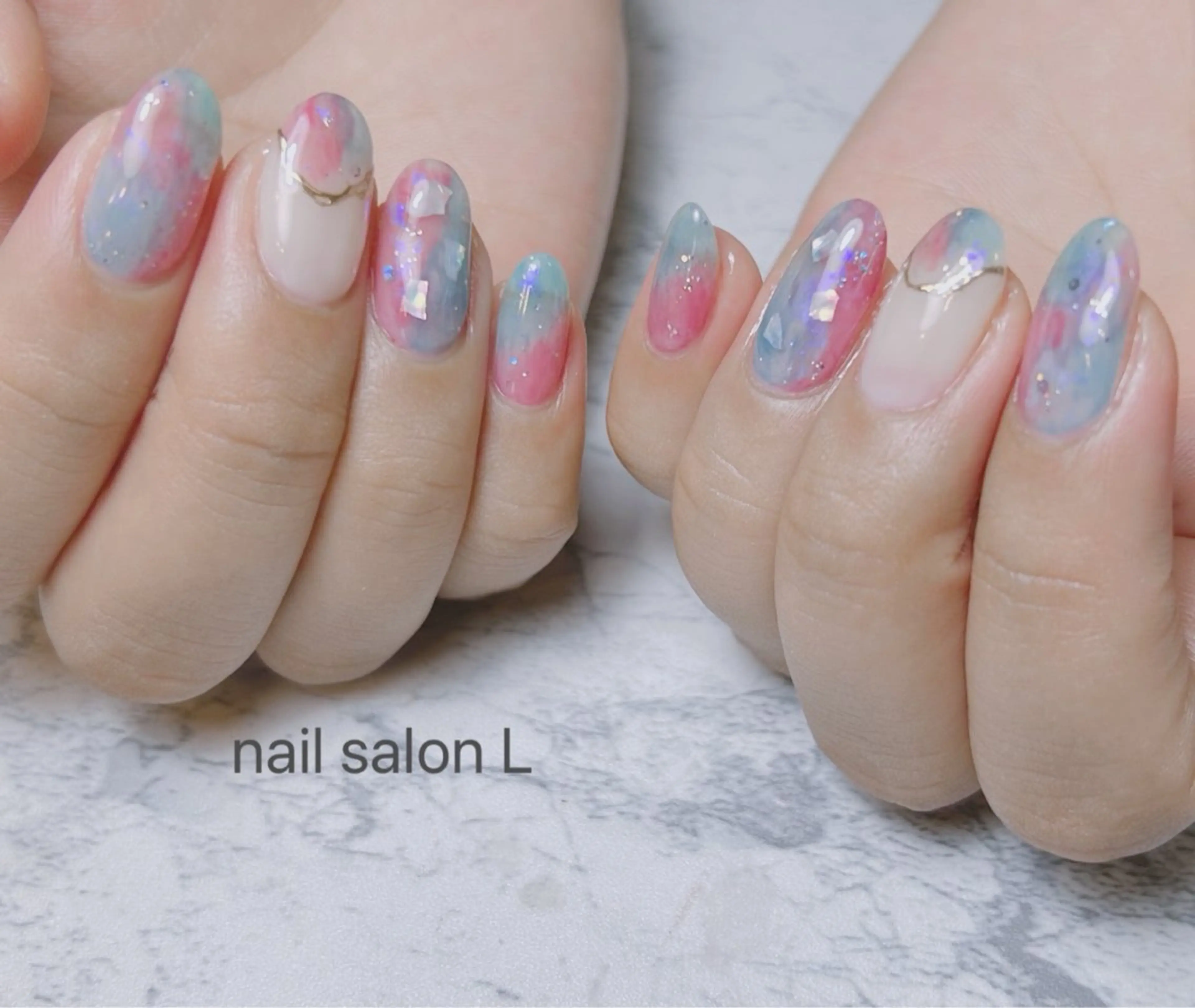 ネイル クリアネイル キラキラネイル ラメ(グリッター) ハンドネイル 吉川市 ネイルサロンLのネイルデザイン
