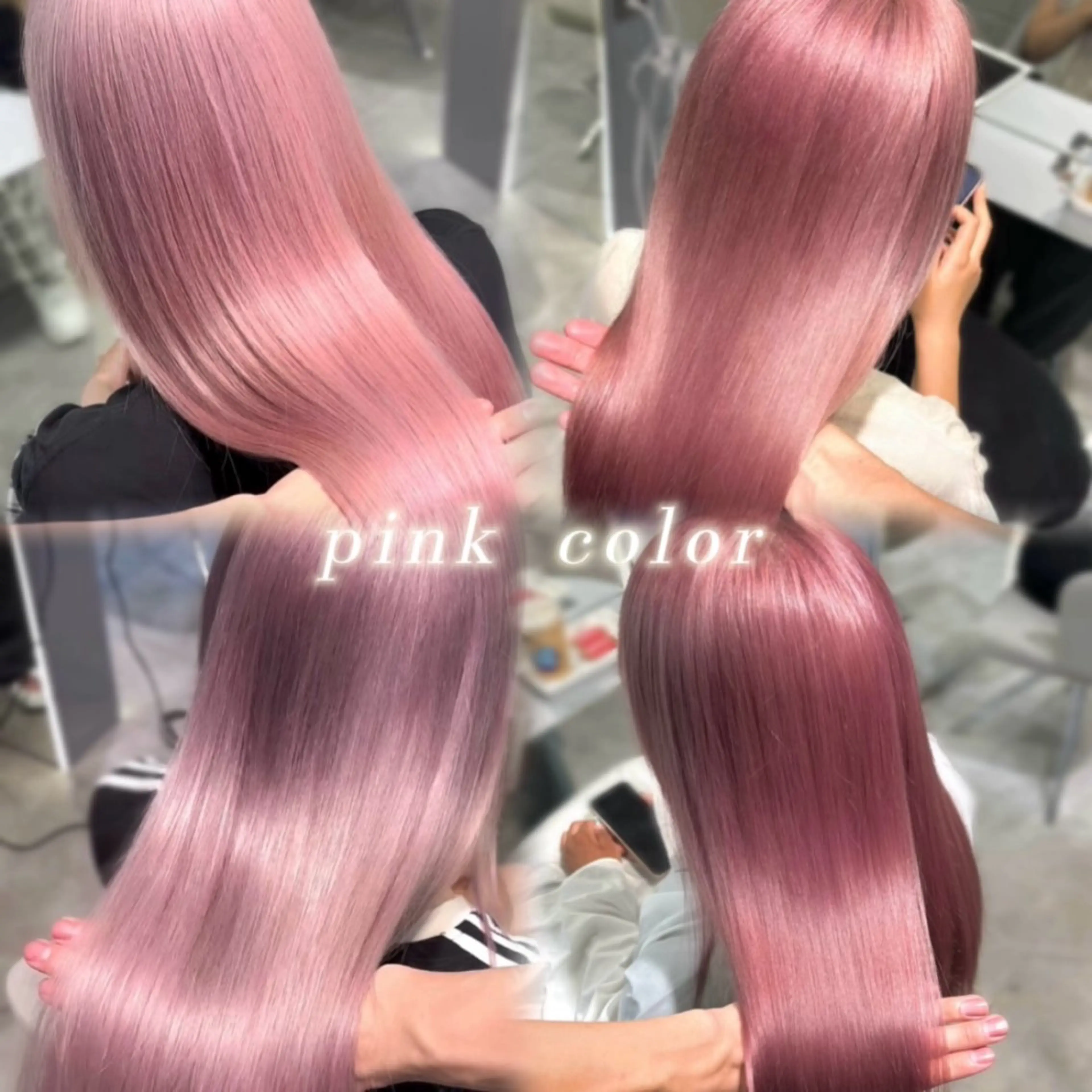 ロング カラー 透明感カラー ハイトーンカラー ピンクカラー 韓国風ヘア ヘアカラー 名古屋/中顔面短縮 ✨/小顔ハイレイヤーのヘアスタイル