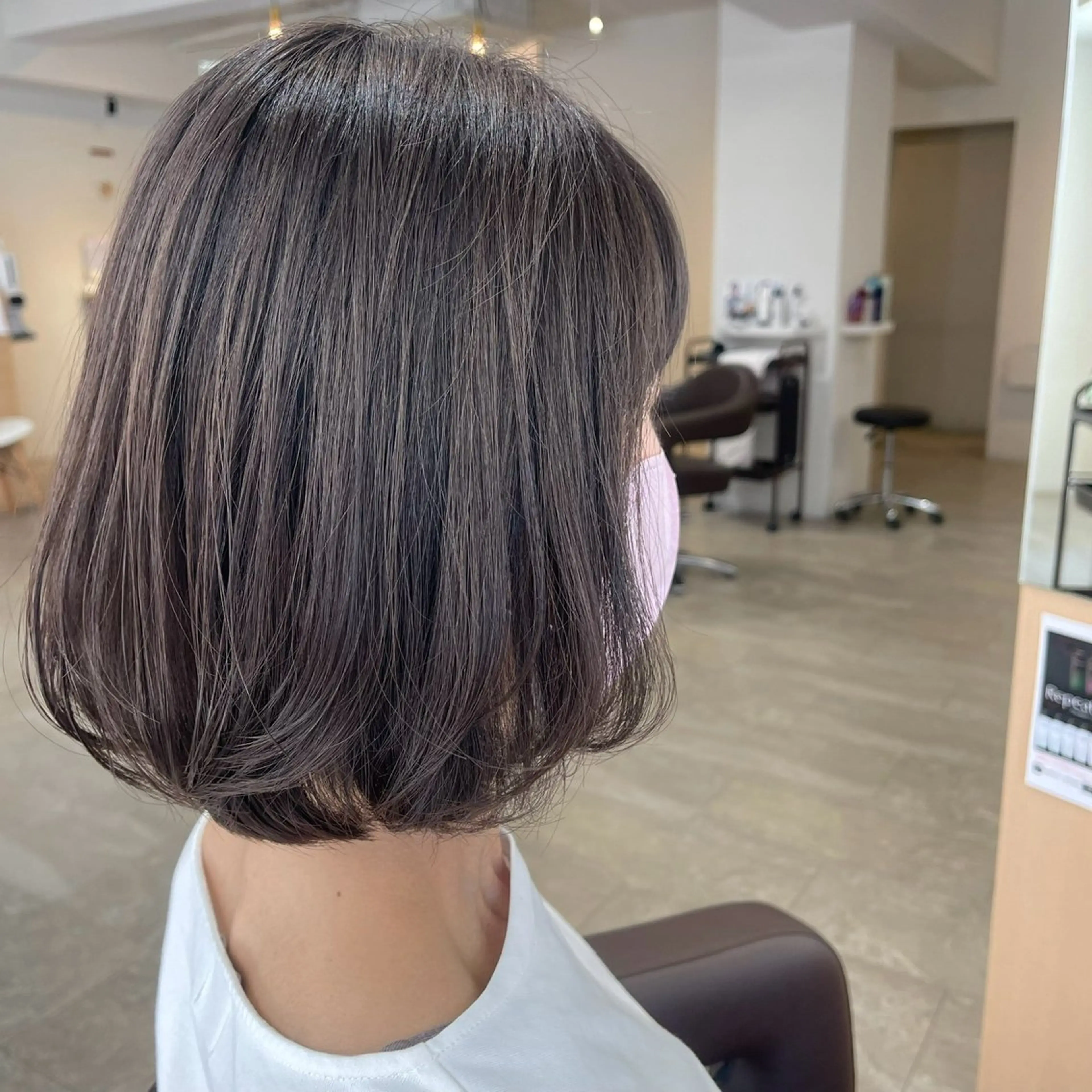 ミディアム カラー 透明感カラー グレージュ 透明感カラー さきのヘアスタイル