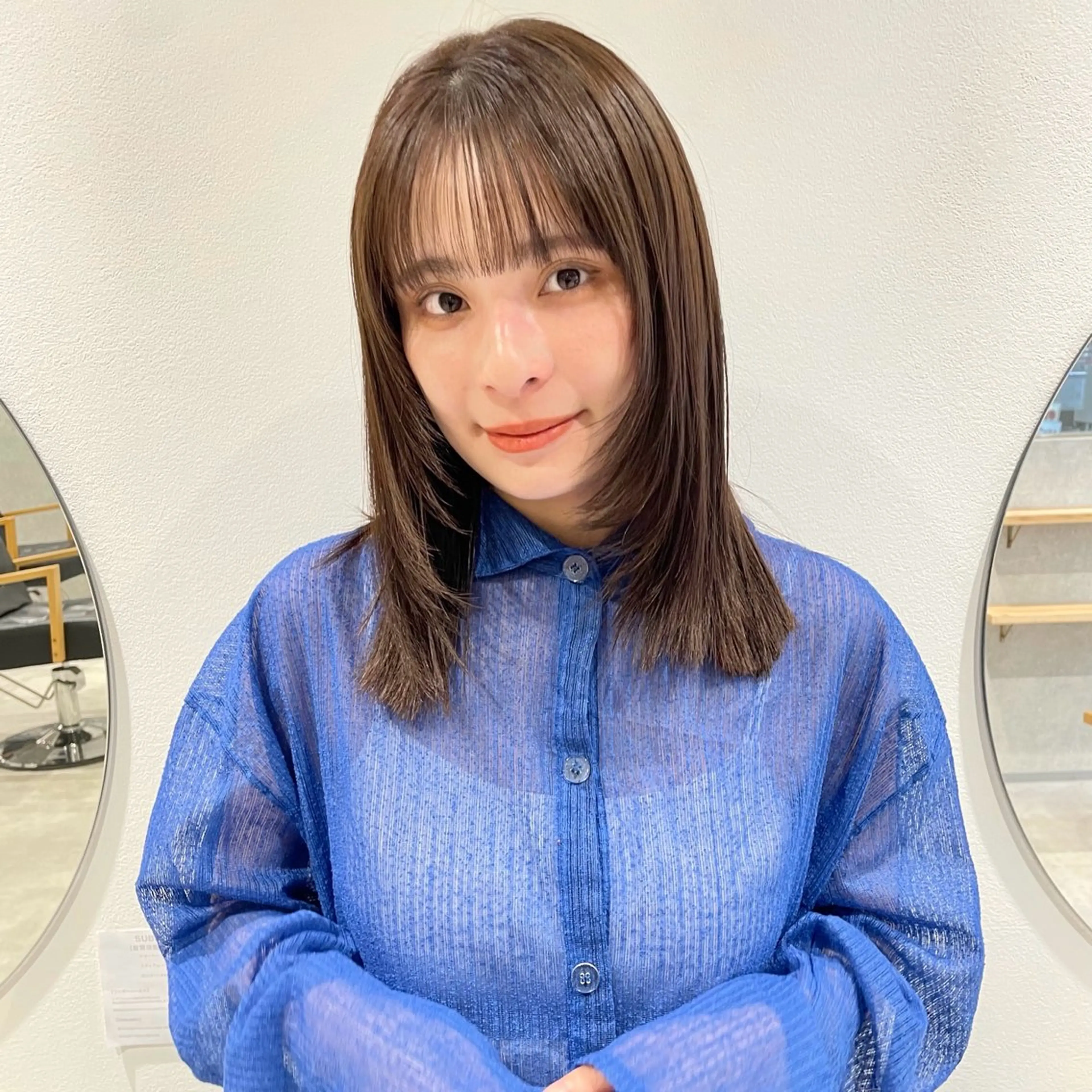 ミディアム カラー ブラウンカラー 透明感カラー ナチュラルブラウン レイヤーカット カット ヘアカラー トリートメント 🍊暖色×顔周り 🍊cocoroのヘアスタイル