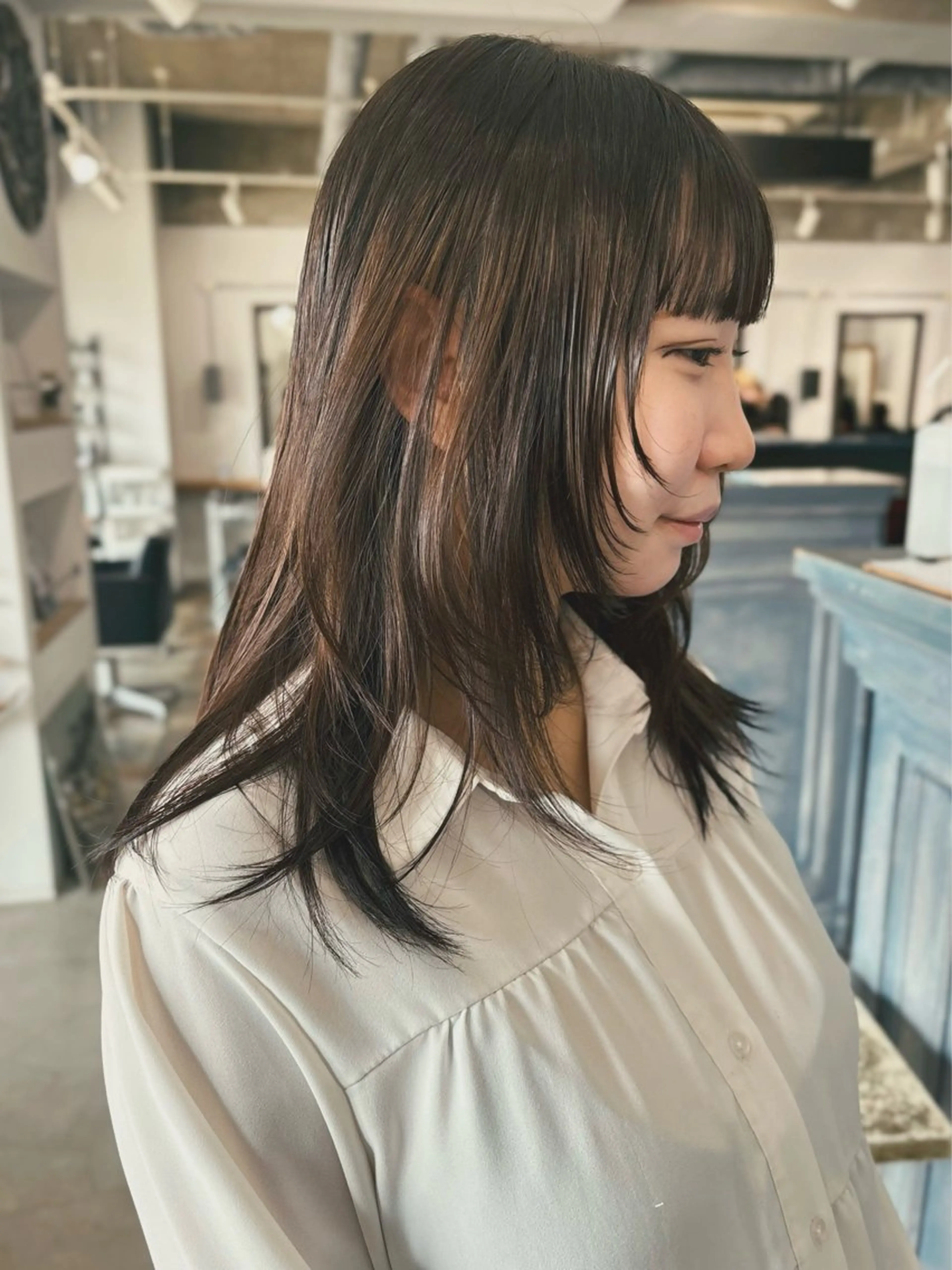 ミディアム 顔周りカット レイヤーカット 小顔カット カット デザインパーマ 藤田和樹のヘアスタイル