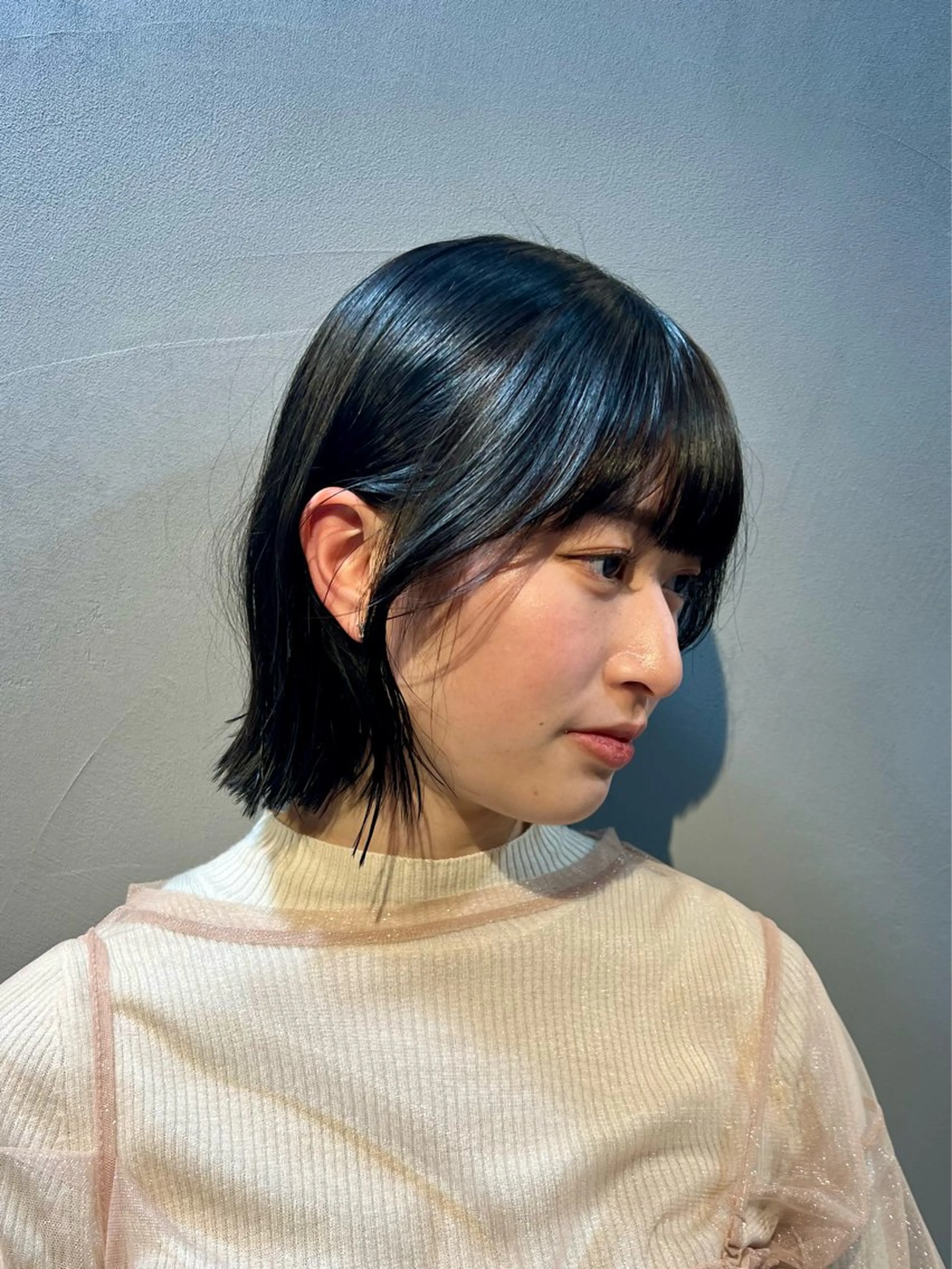 ショート カラー 切りっぱなしボブ ボブ 神戸ボブ✂️ ioe三宮/田 伸佳のヘアスタイル