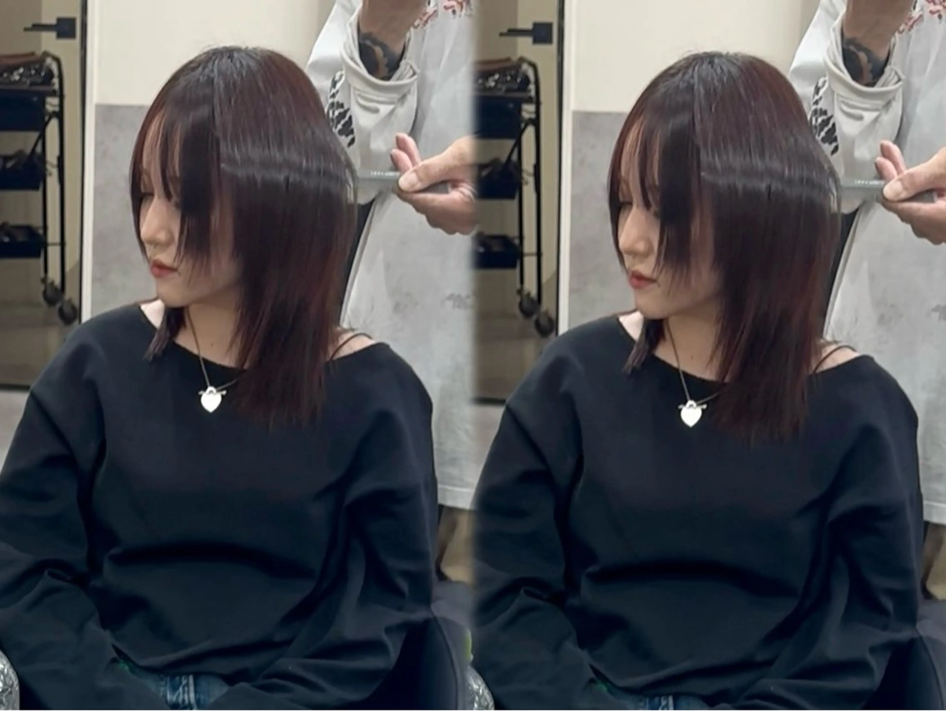 ミディアム カット ヘアカラー トリートメント 🫧とぅるん艶髪🫧 透明感カラー×猿渡のヘアスタイル