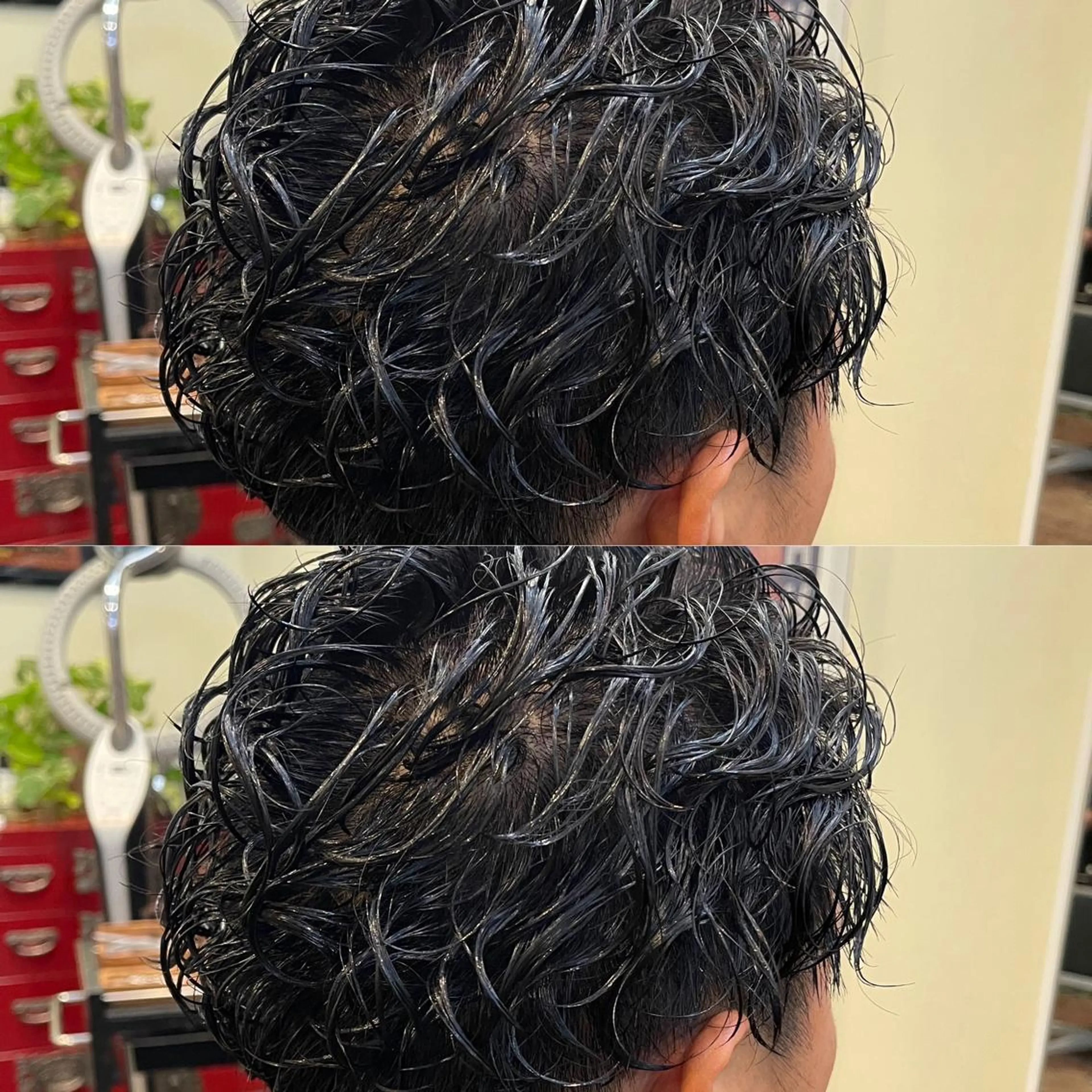 ショート パーマ メンズ メンズパーマ スパイラルパーマ 堀江/レイヤーカット /髪質改善のヘアスタイル