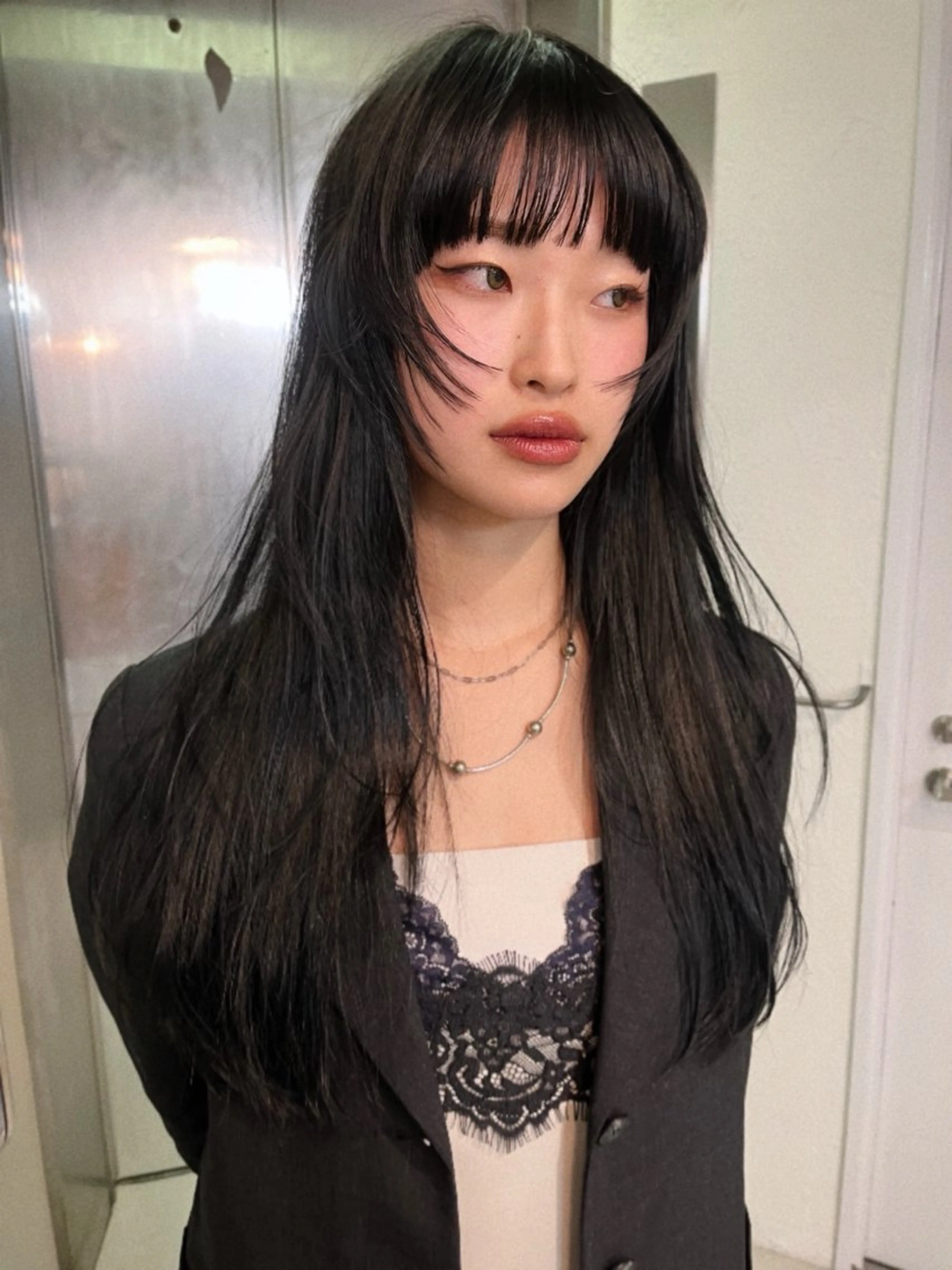 ロング カット レイヤー/ケアパーマ /ニュアンス/モードのヘアスタイル