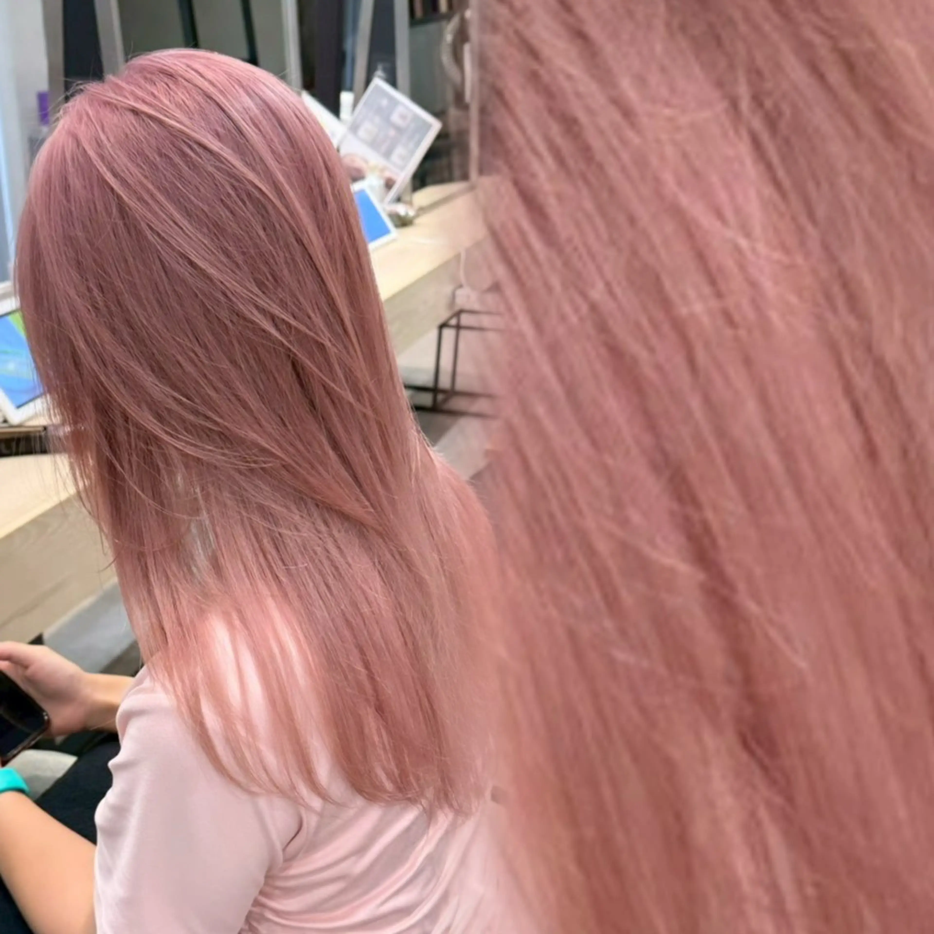 ロング ヘアカラー ハイトーン/ピンクカ ラー/minku🧸のヘアスタイル