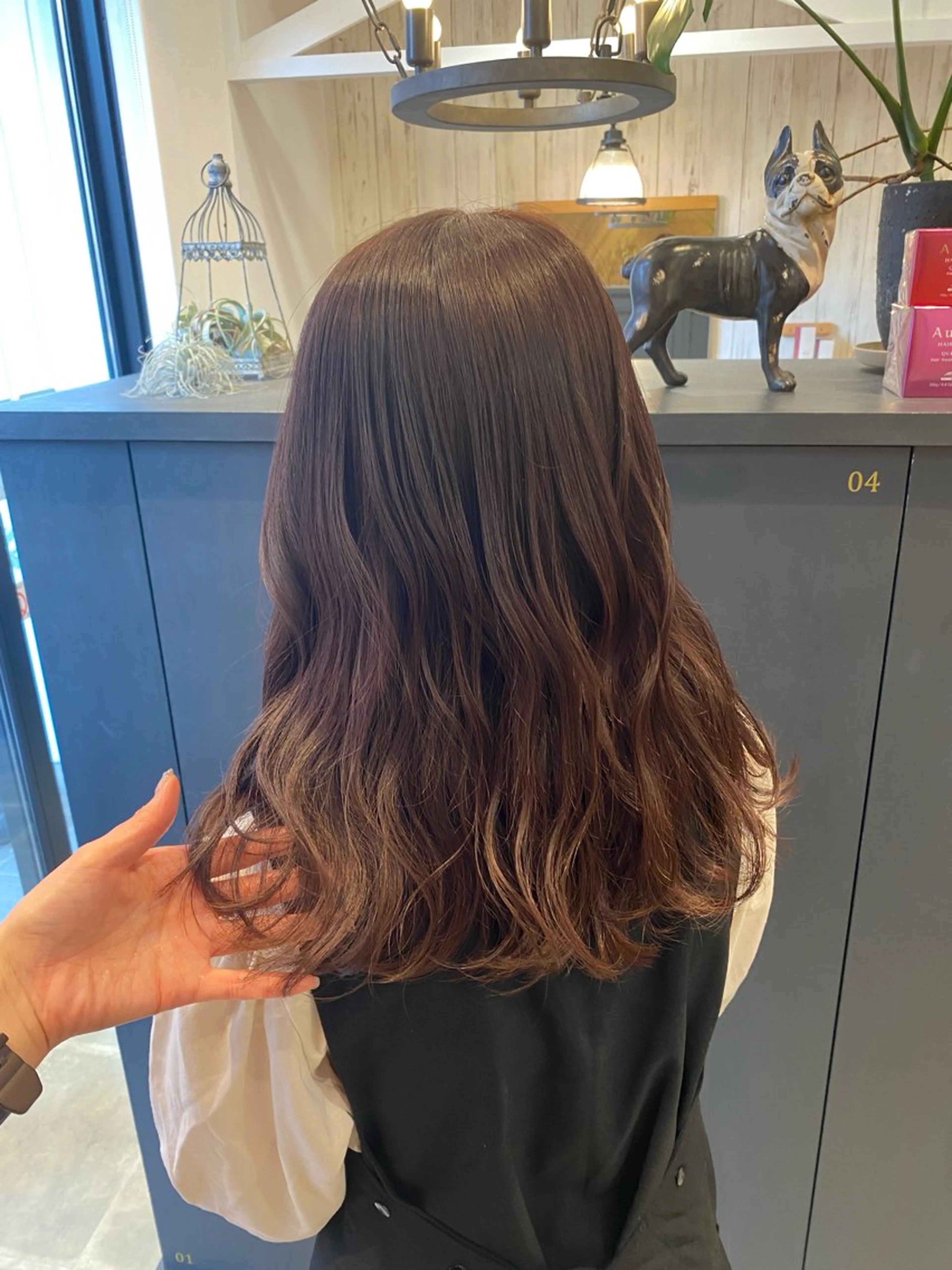 ロング カラー ブラウンカラー ピンクカラー ピンクブラウン 柴田 枝利子のヘアスタイル