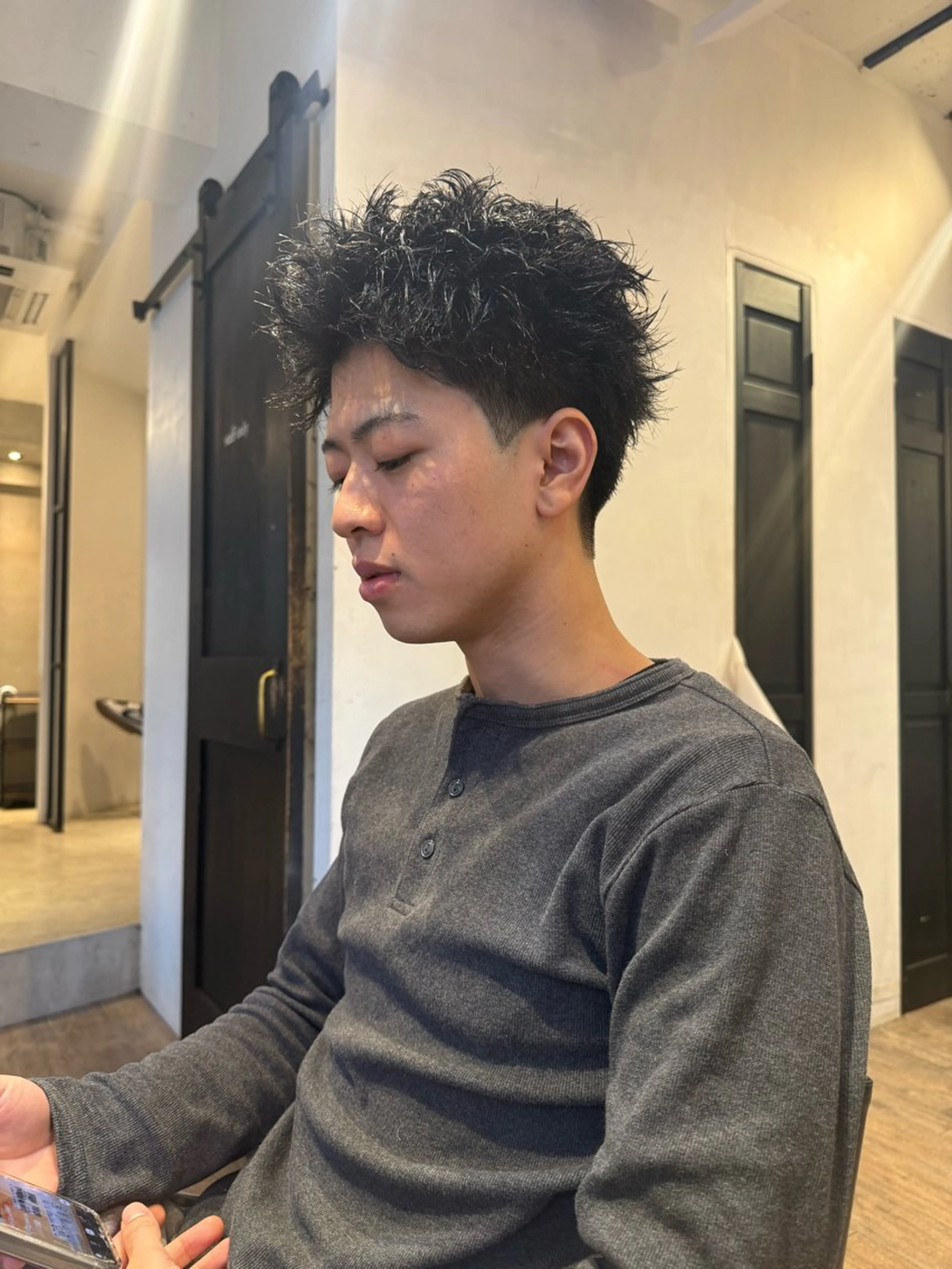 ショート パーマ メンズ メンズパーマ メンズショート スパイキーショート ショートヘア カット パーマ メンズショート/ピン パーマ/新宿/フウガのヘアスタイル
