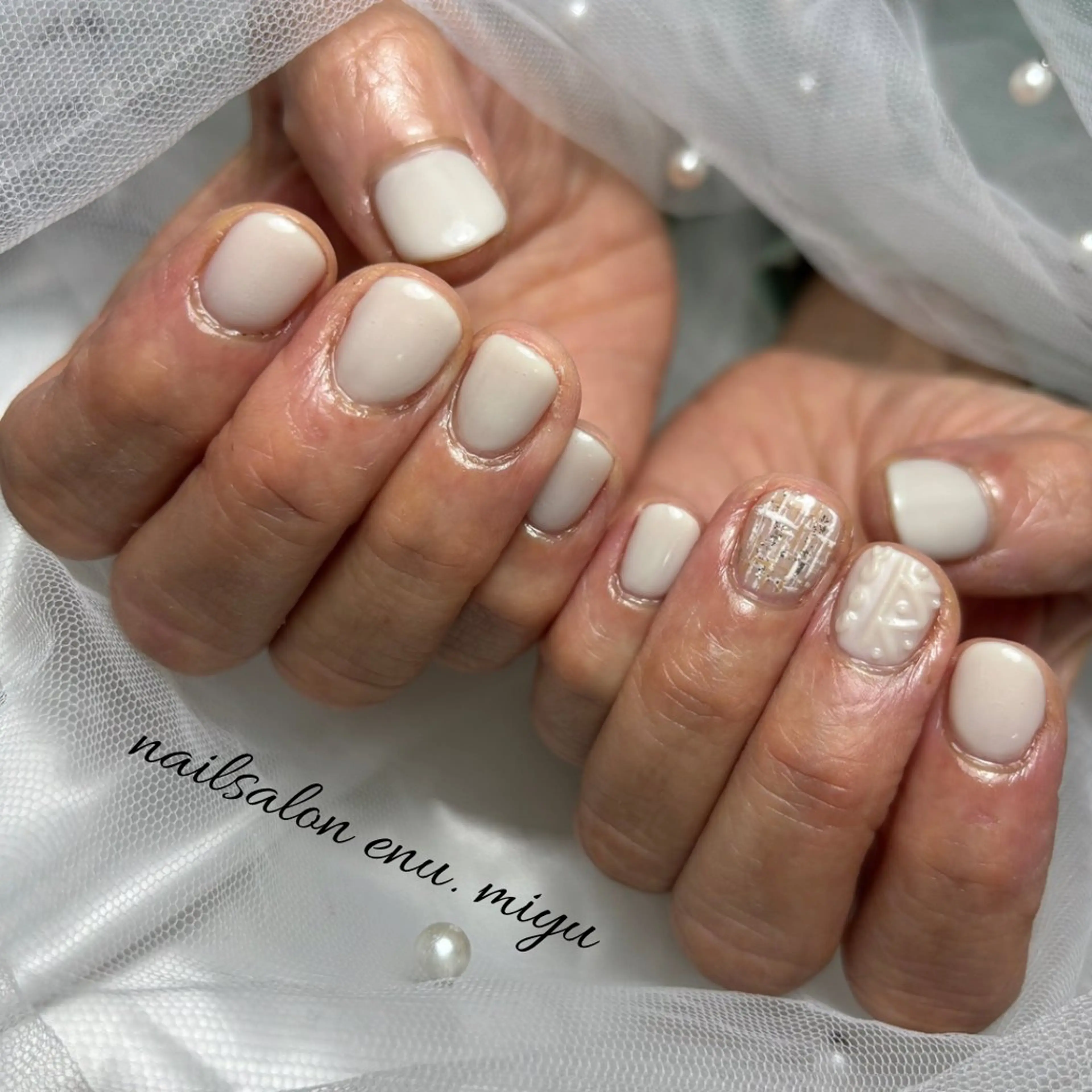 ネイル アートネイル ツイードネイル nailsalon enu.　miyuのネイルデザイン