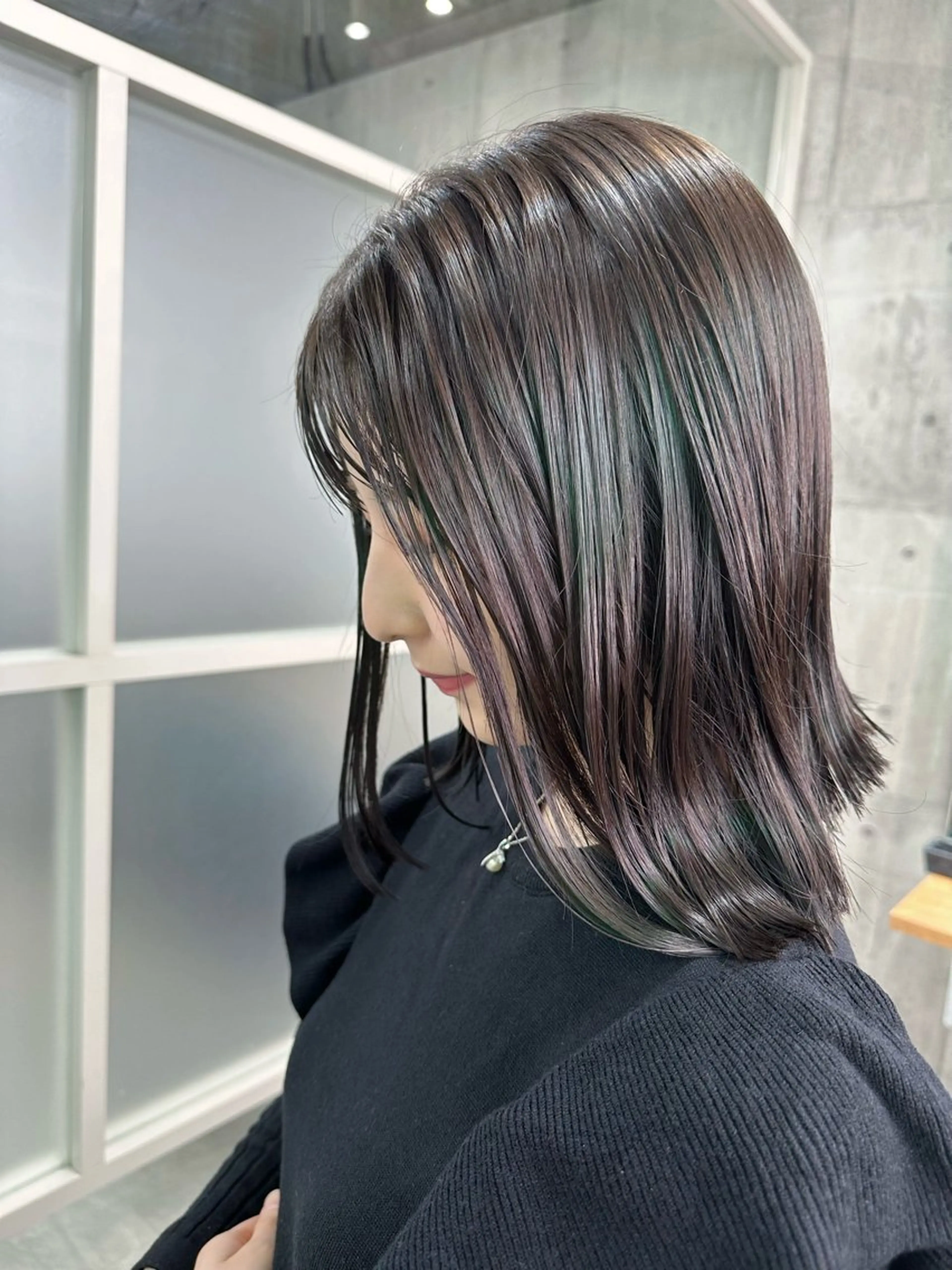 ミディアム カラー パープルカラー カット ヘアカラー トリートメント タケダケイ /ショート/ボブのヘアスタイル