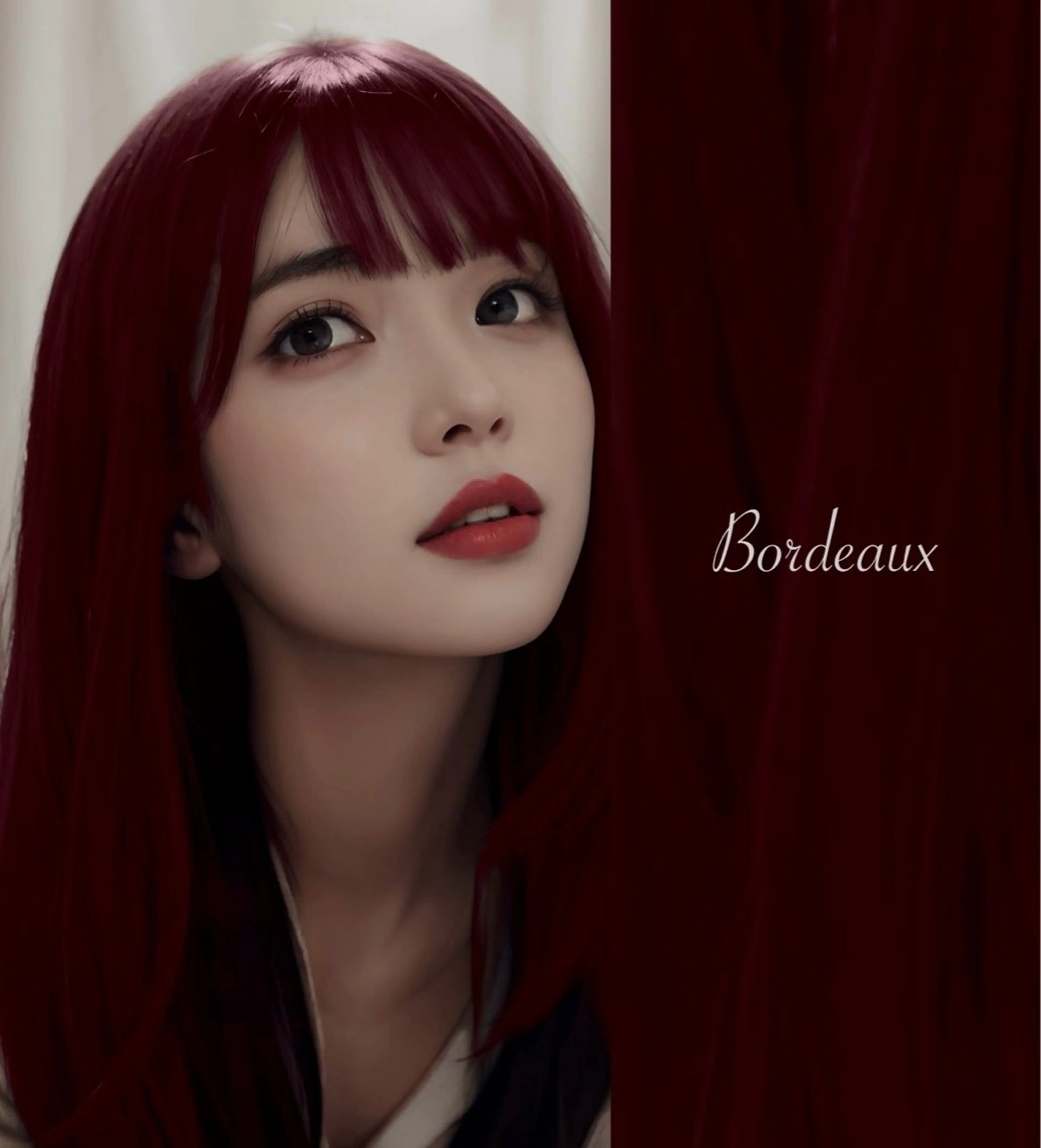 セミロング カラー ヘアアレンジ ブリーチ ボルドーカラー ブラウンカラー カシス ダブルカラー 🎈ブリーチなし暖色 カラー/レッド/ゆいのヘアスタイル