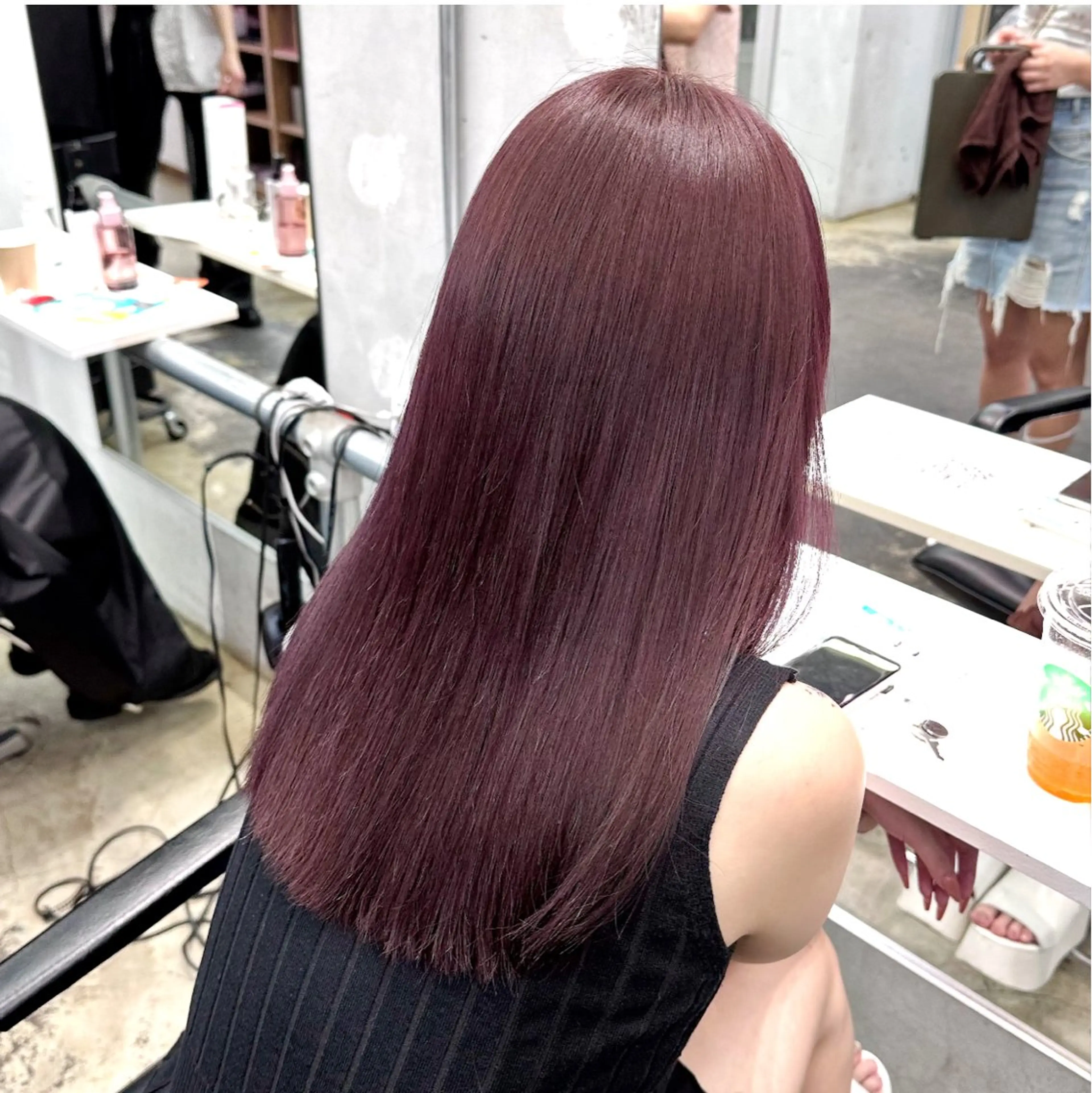 セミロング カラー ヘアアレンジ 🎀モテ暖色× エクステ🎀あかりのヘアスタイル