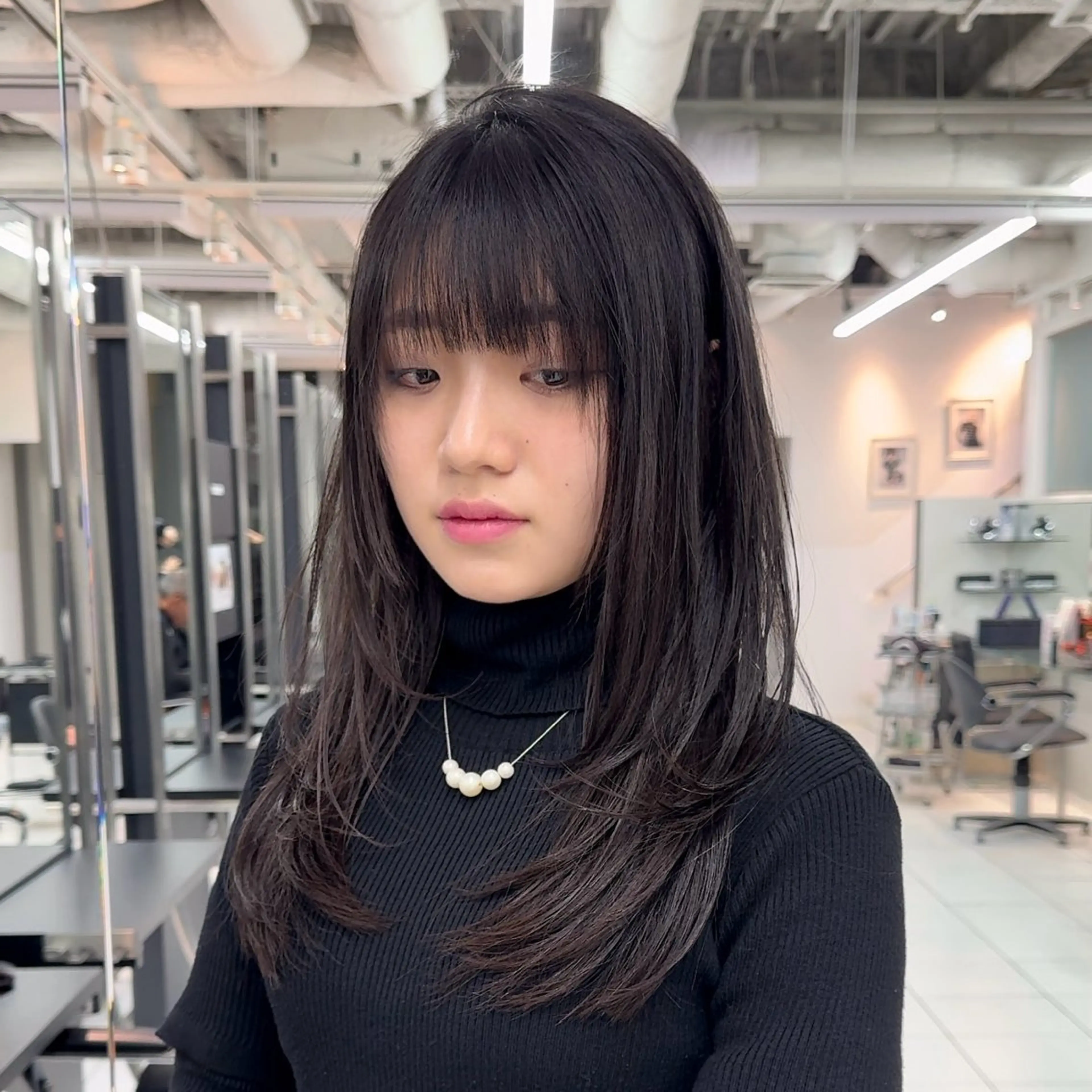 ミディアム はにいレイヤーカット モデル募集中のヘアスタイル