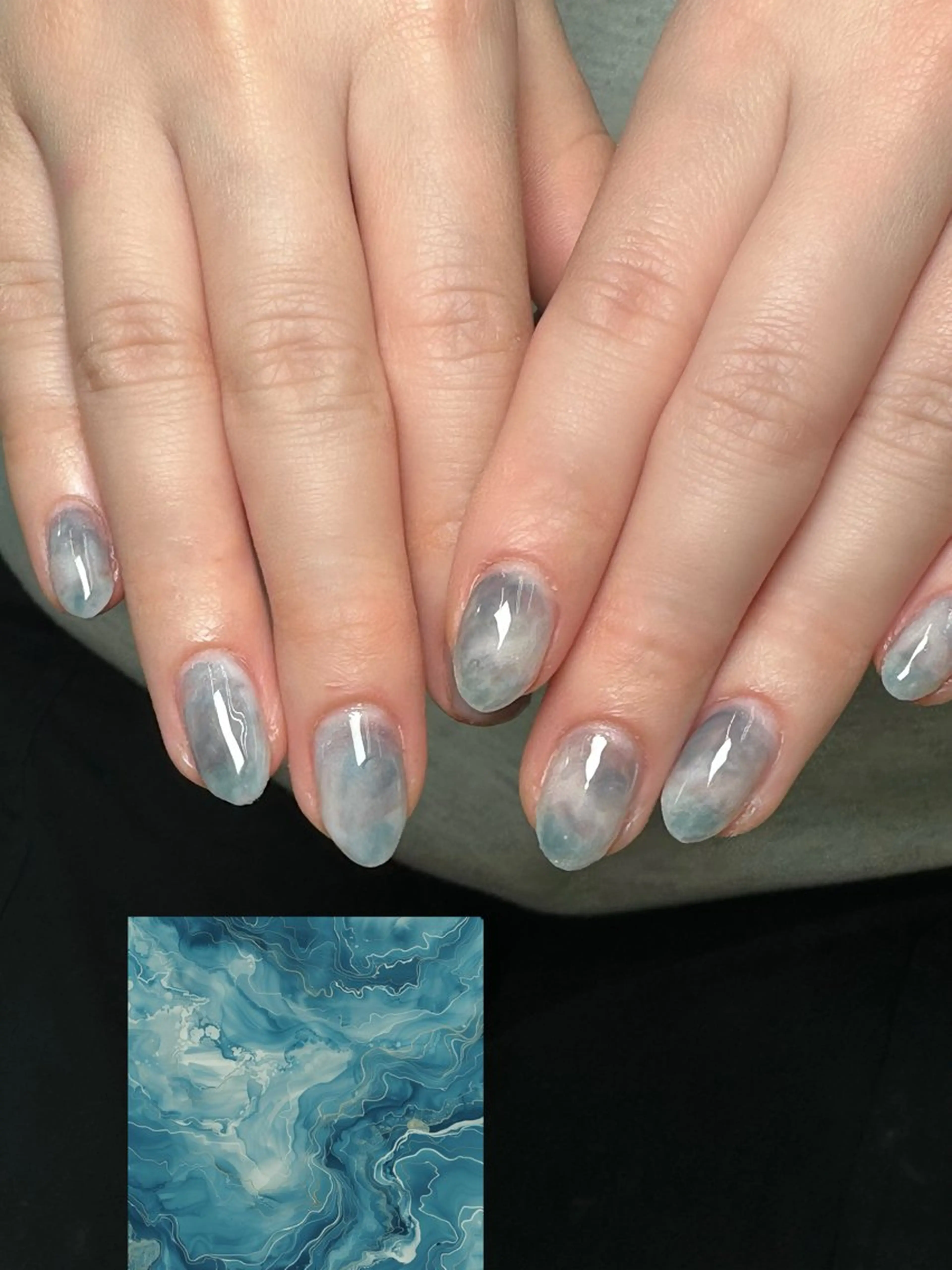 ネイル ブルー ホワイト 🐚 すなのネイルデザイン