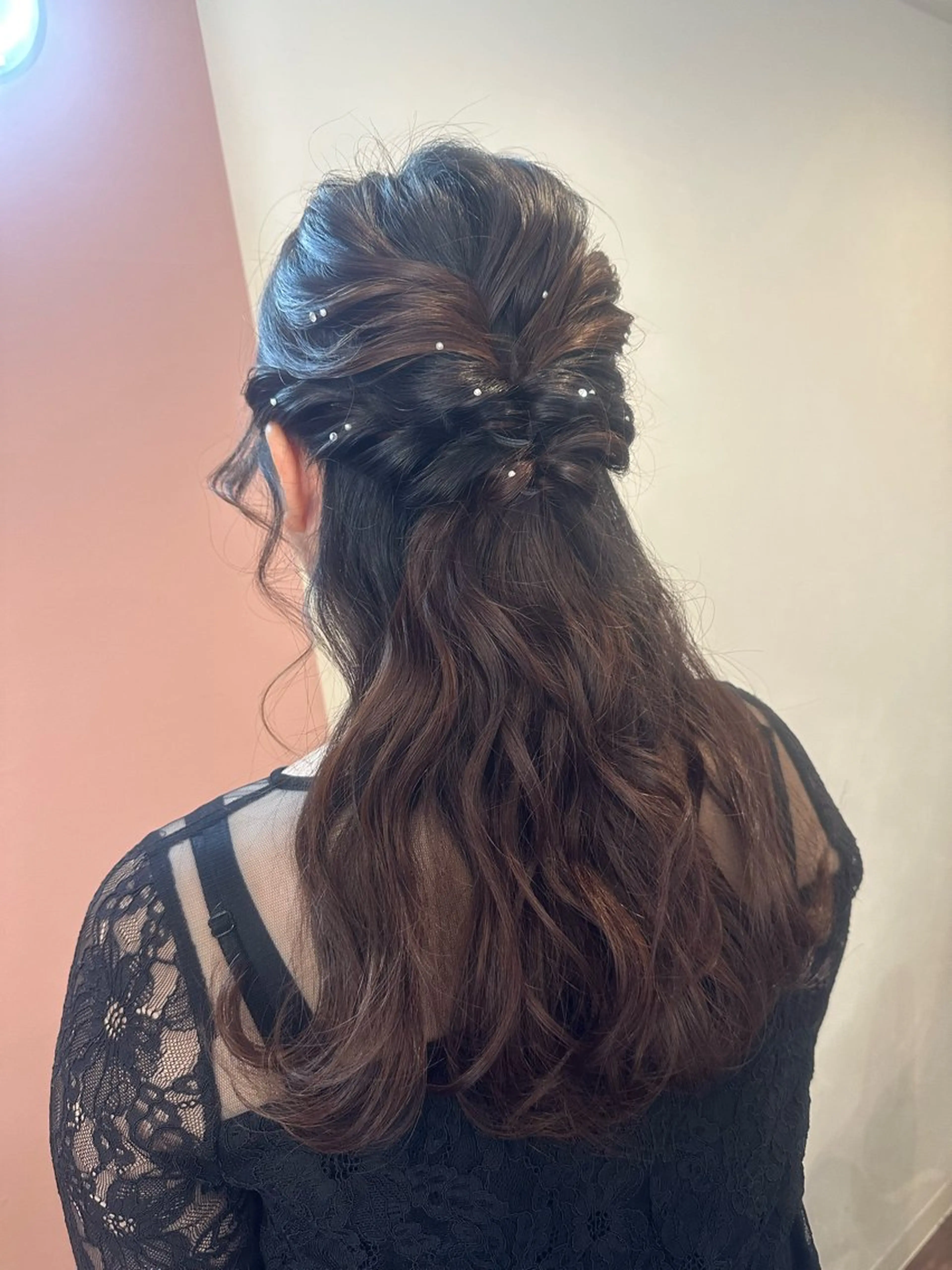 ロング ヘアアレンジ ハーフアップ ヘアセット pep natsumiのヘアスタイル