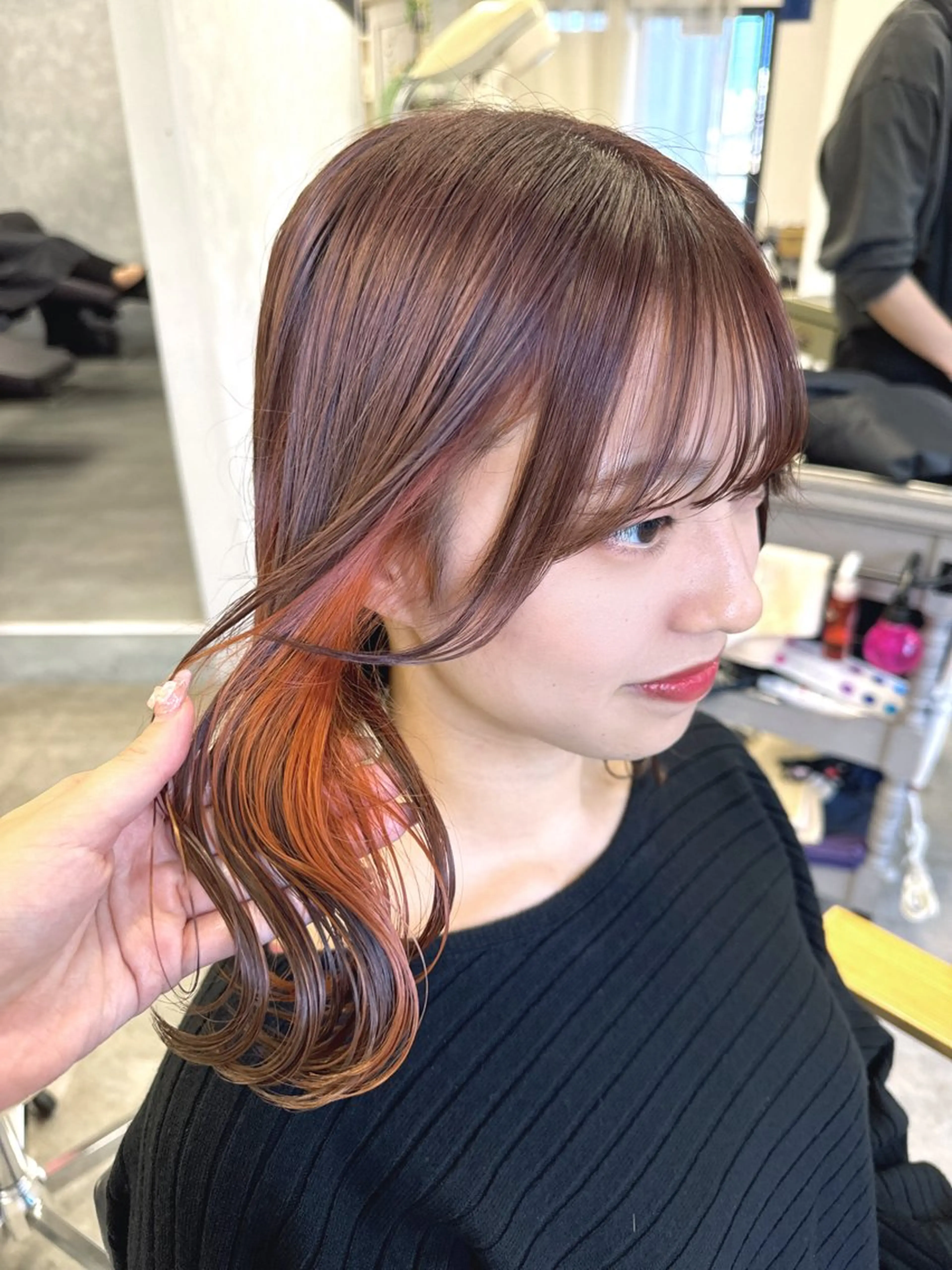 ミディアム カラー ヘアカラー トリートメント 梅田/透明感カラー/ 顔周り/Noe🩰のヘアスタイル