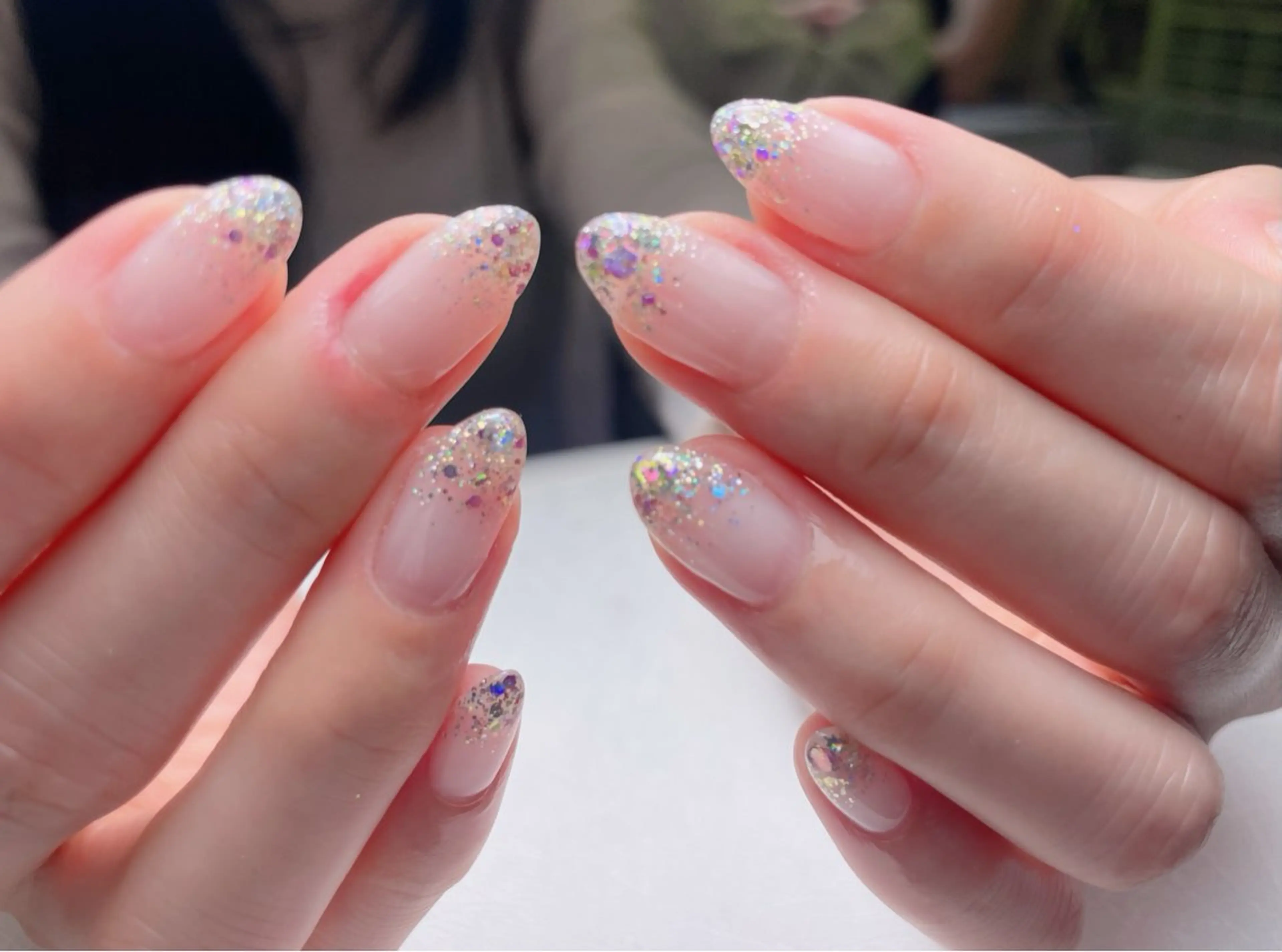 ネイル 長さ出し フットネイル フレンチネイル ジェルネイル ガラスフレンチ 中野駅から2分 MEO NAILのネイルデザイン